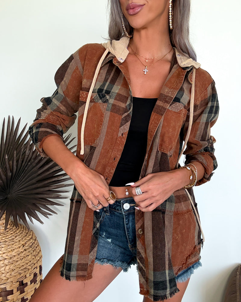 The Toffee Plaid Hoodie Jacket