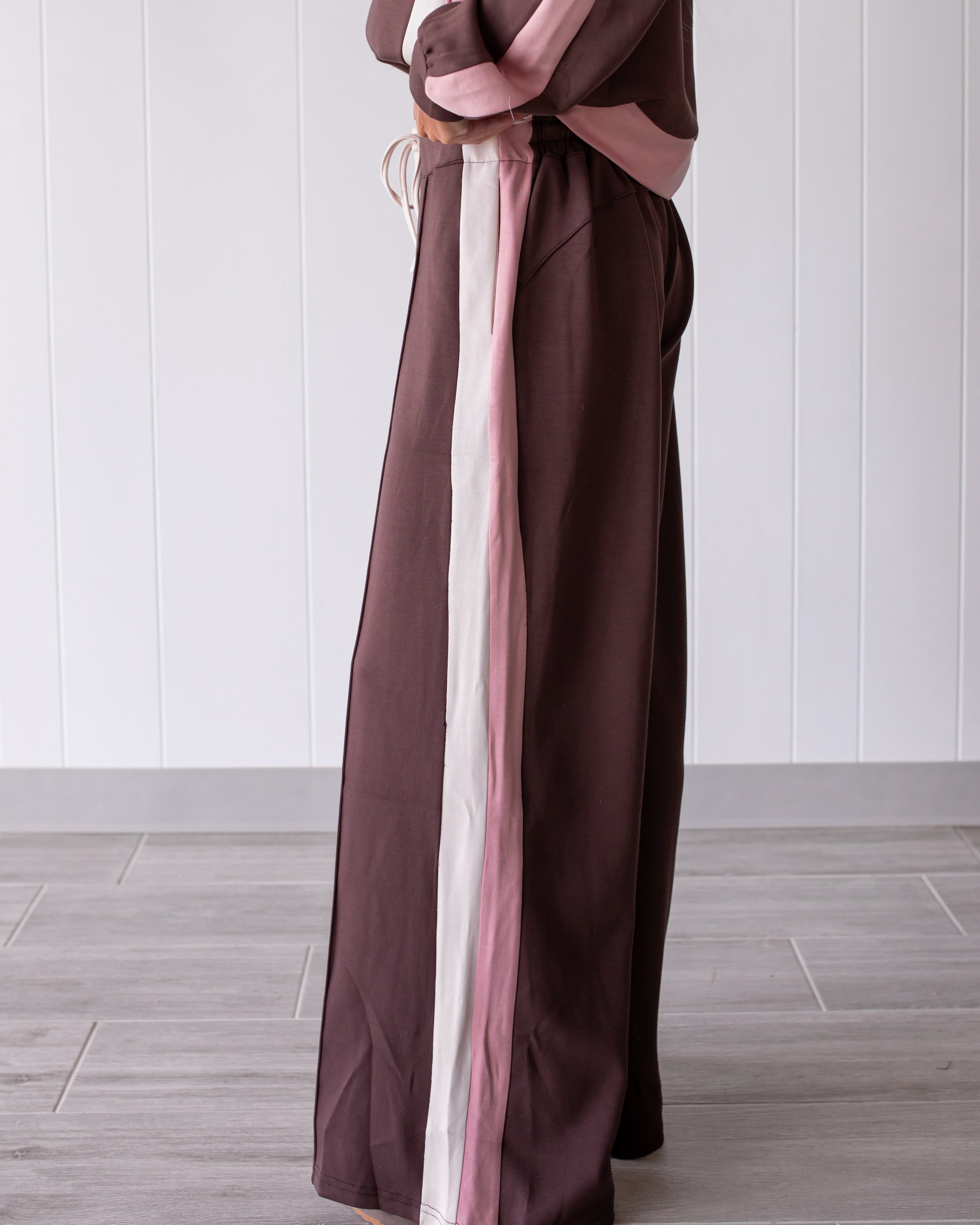 Latte Love Stripe Lounge Pants - Brown/Pink