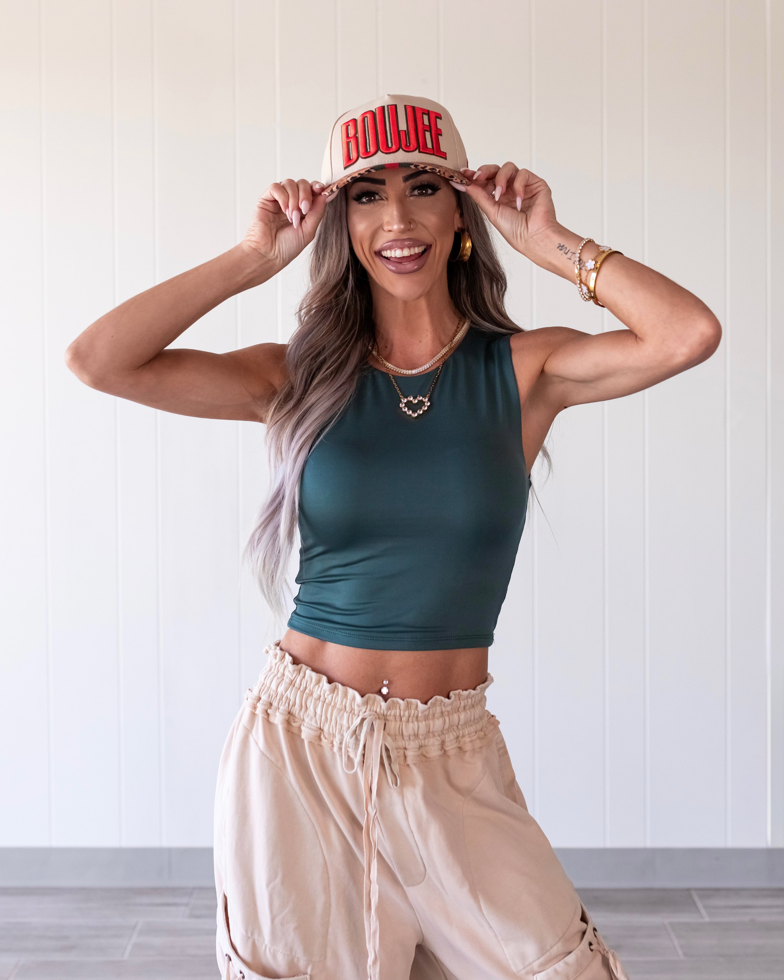 Easy Essential Cropped Tank - Forest Green