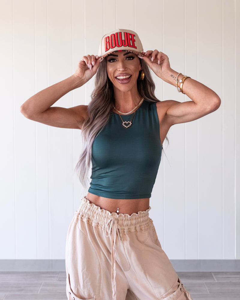 Easy Essential Cropped Tank - Forest Green