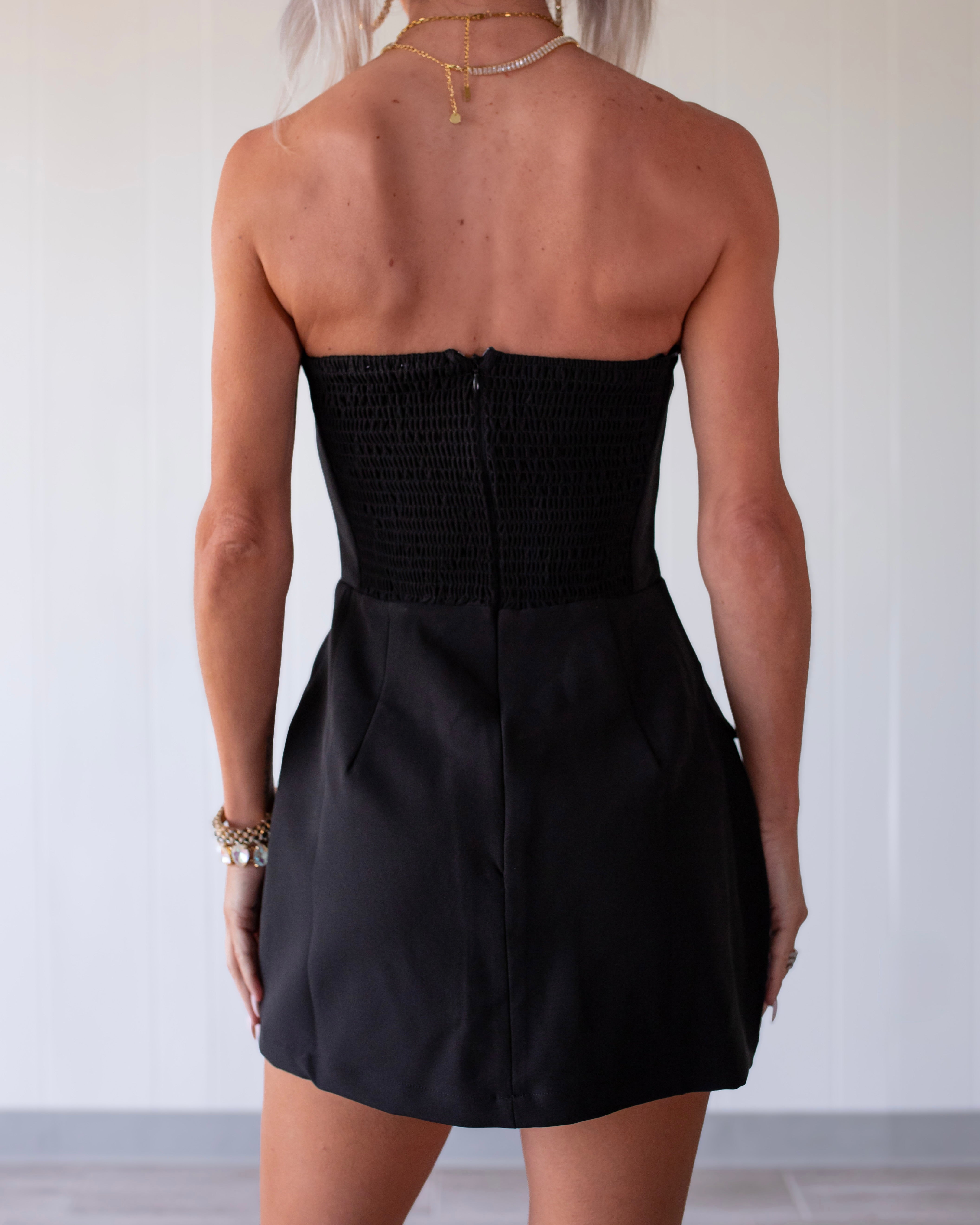 Polished Pop Tube Mini Dress - Black