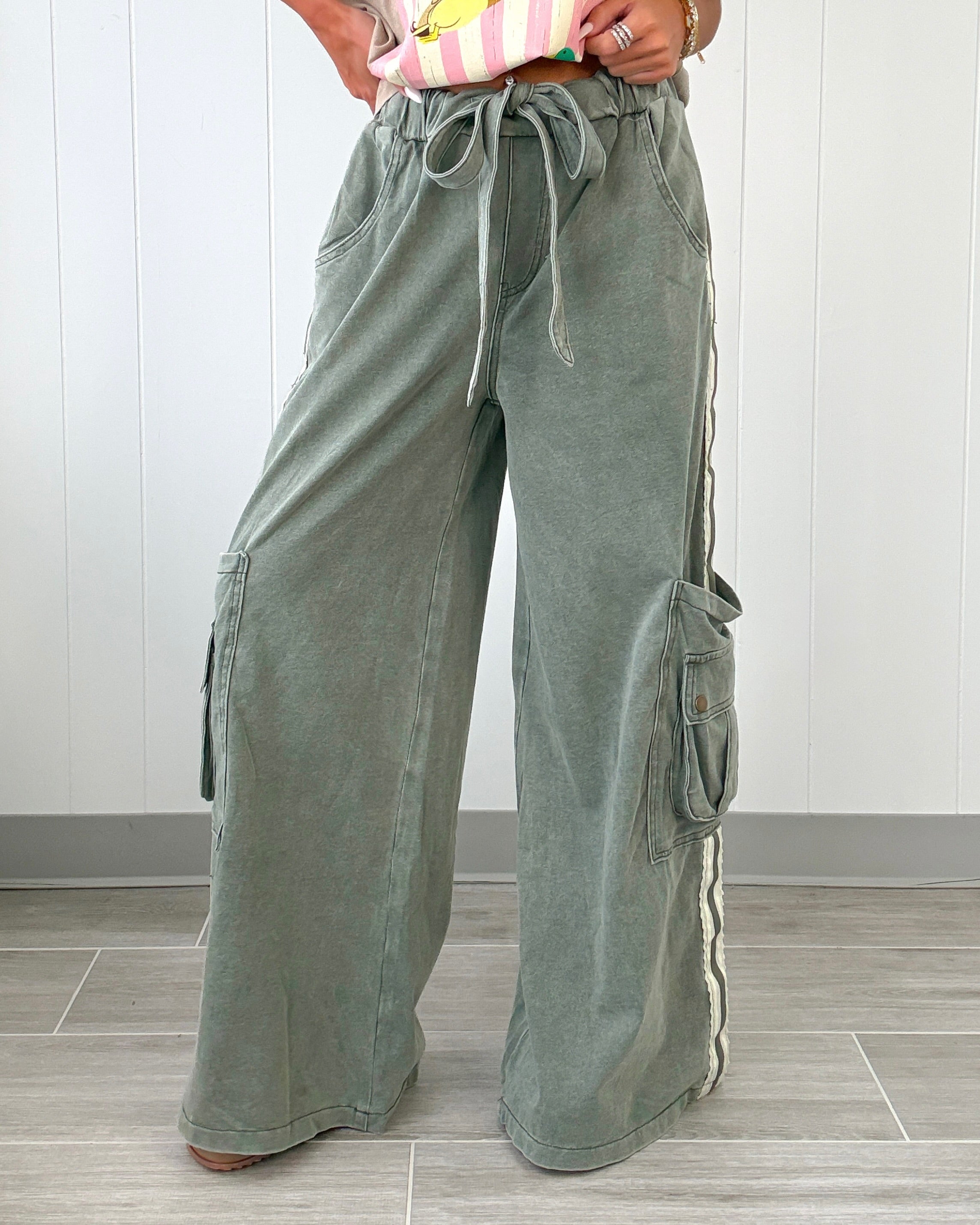 Lace Me Up Cargo Pants - Olive