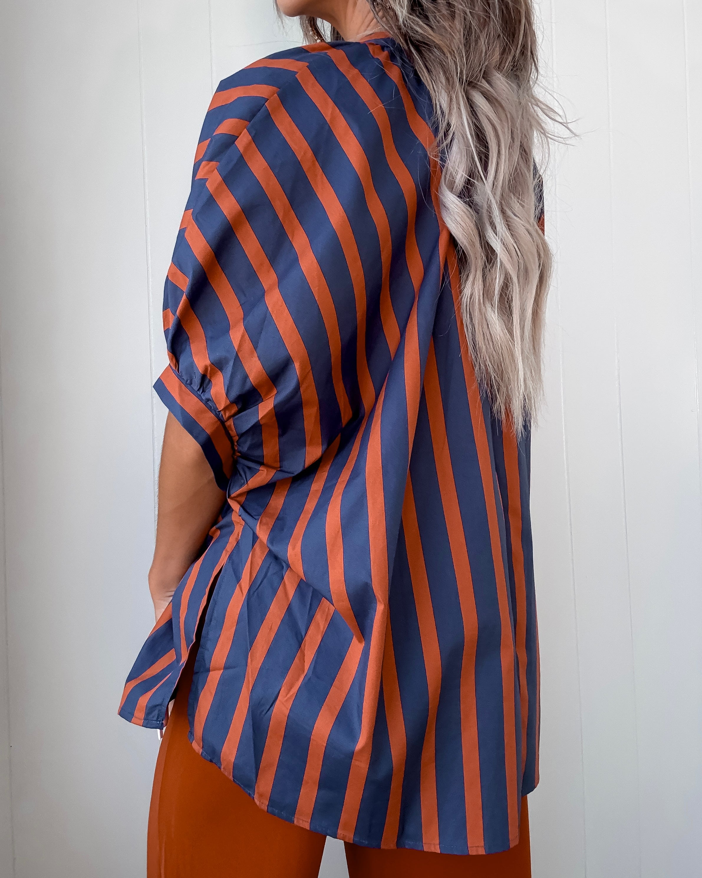 Everyday Elegance Striped Top - Rust