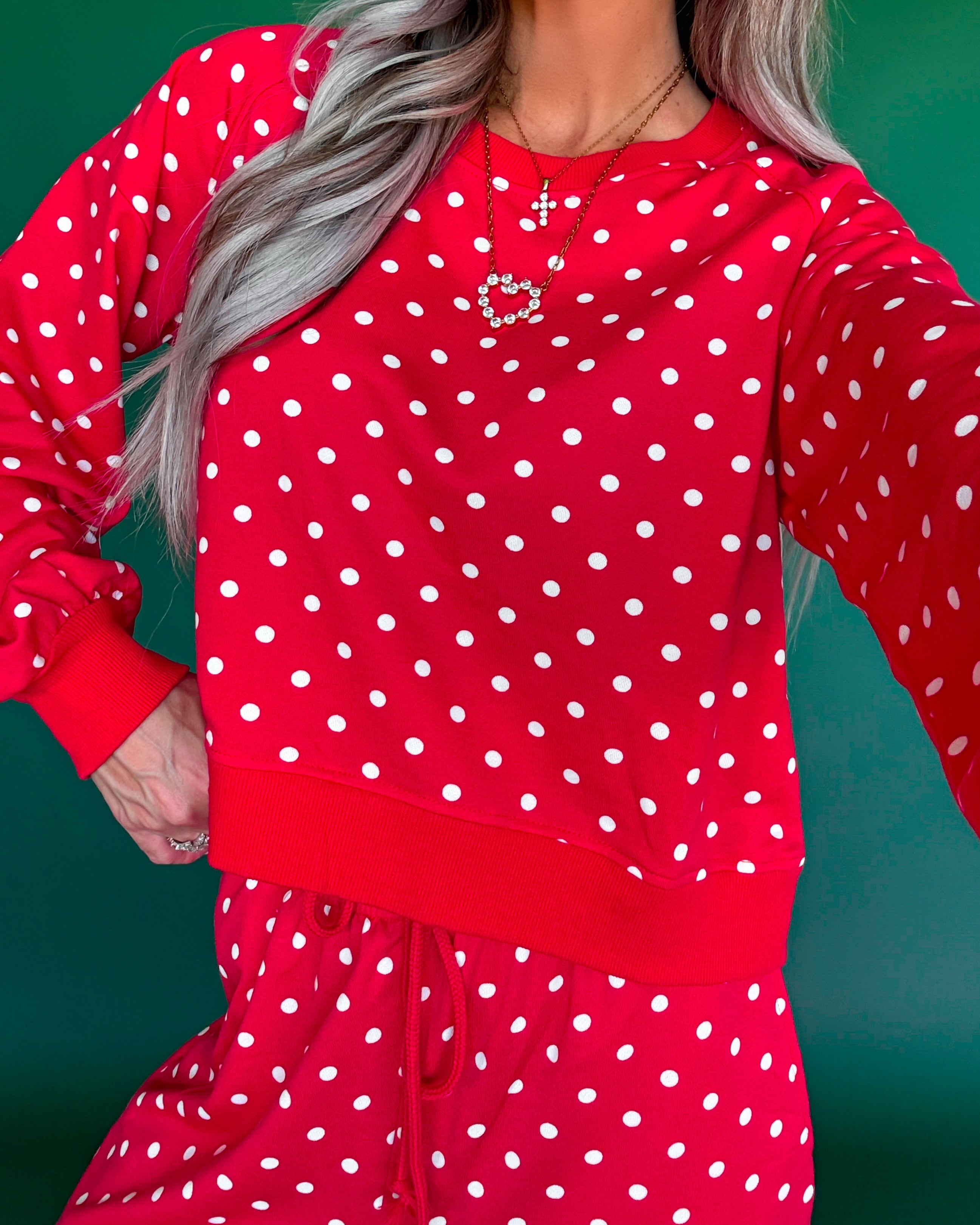 Polka Dot Party Lounge Pants Set - Red