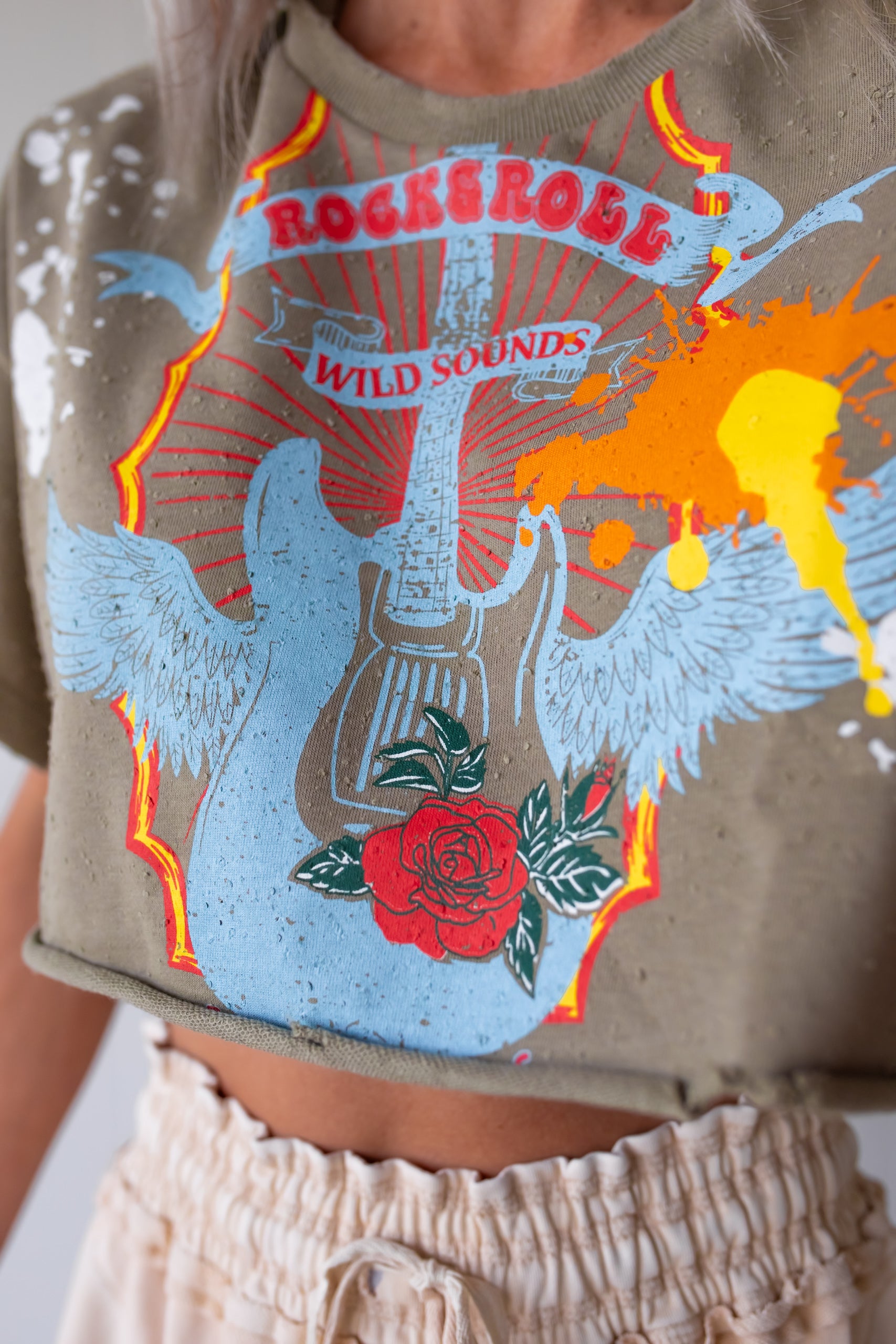 Wild Heart Graphic Crop Tee - Sage