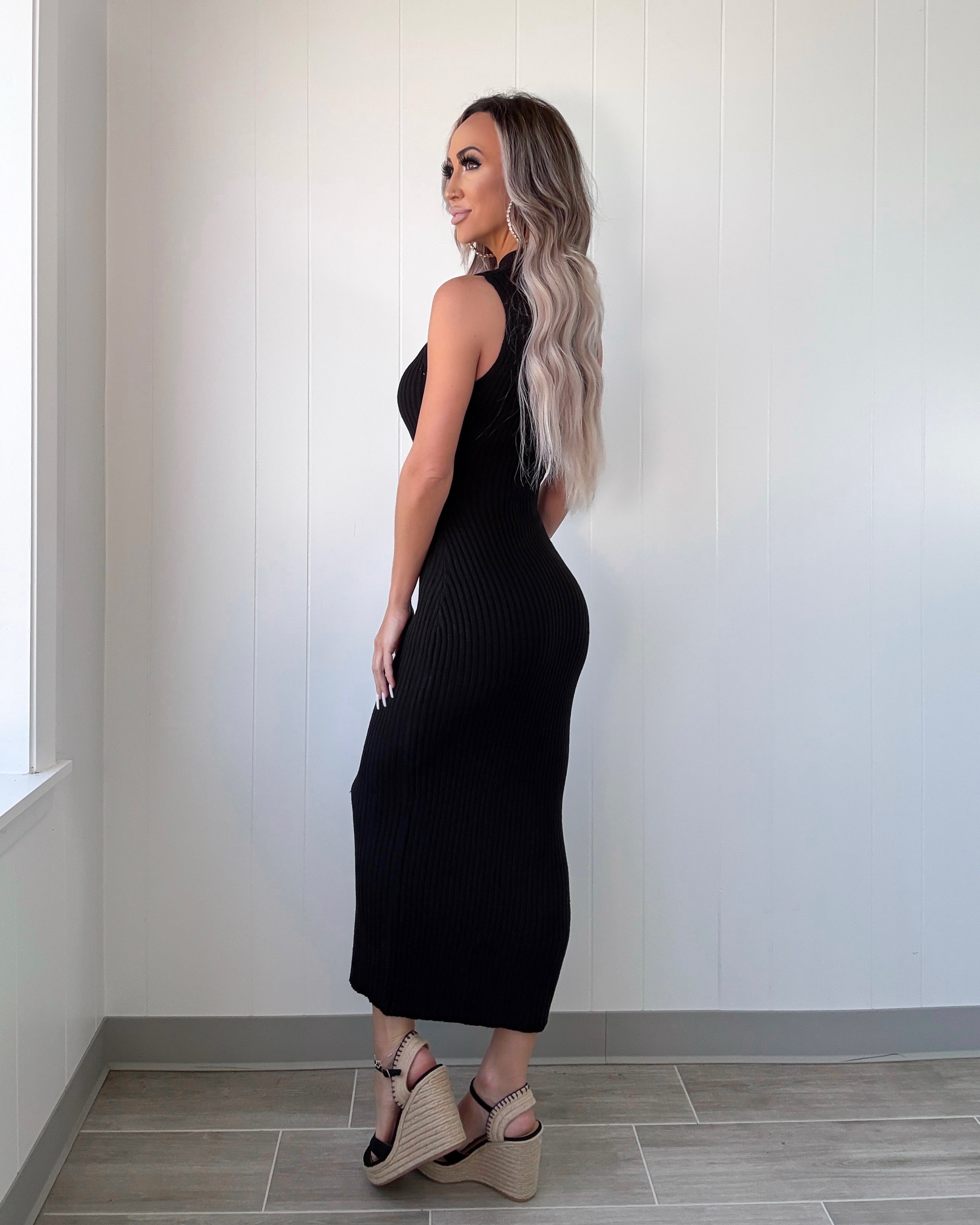 The Margot Maxi Sweater Dress - Black Medium The Margot Maxi Sweater Dress - Black Medium