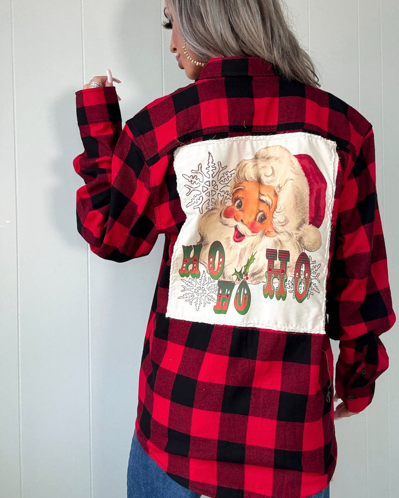 Santa Patch Flannel - Red/Black