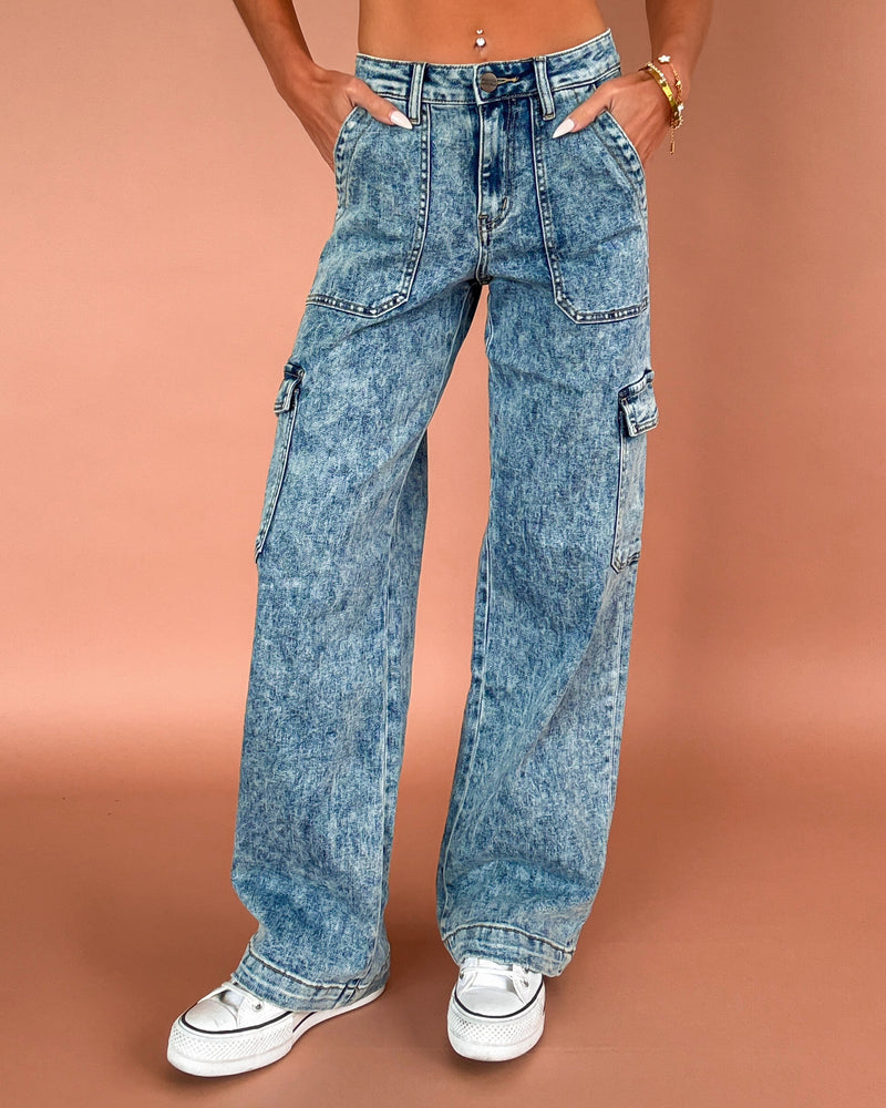 Nova Cargo High Rise Jeans - Acid Wash