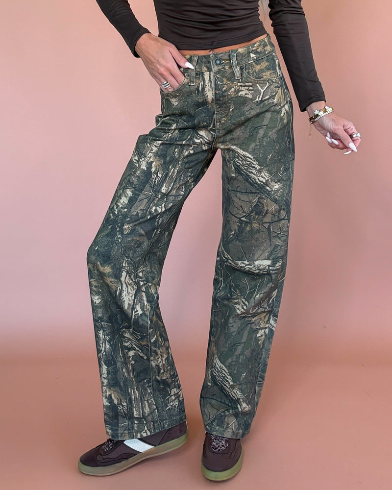 Cassie High Rise Wide Leg Jeans - Camo