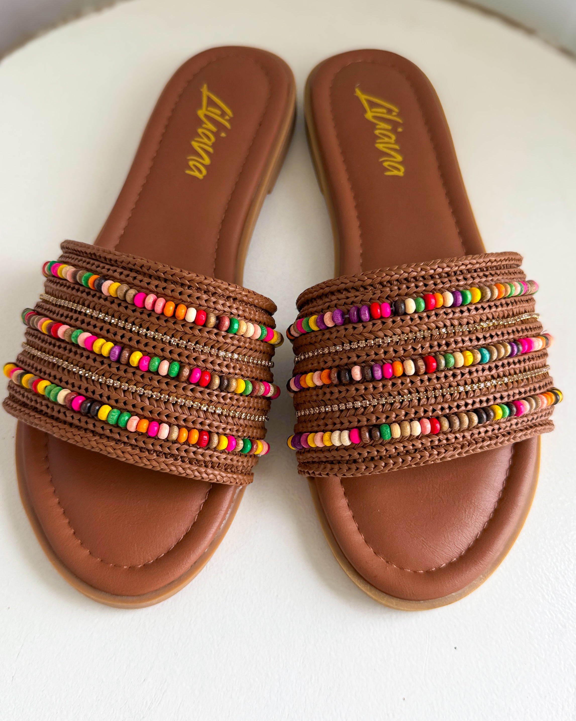 Oaklyn Beaded Sandals - Mocha