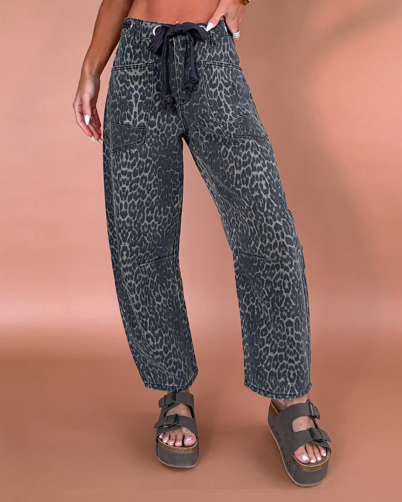 Wild Stride Leopard Barrel Jeans