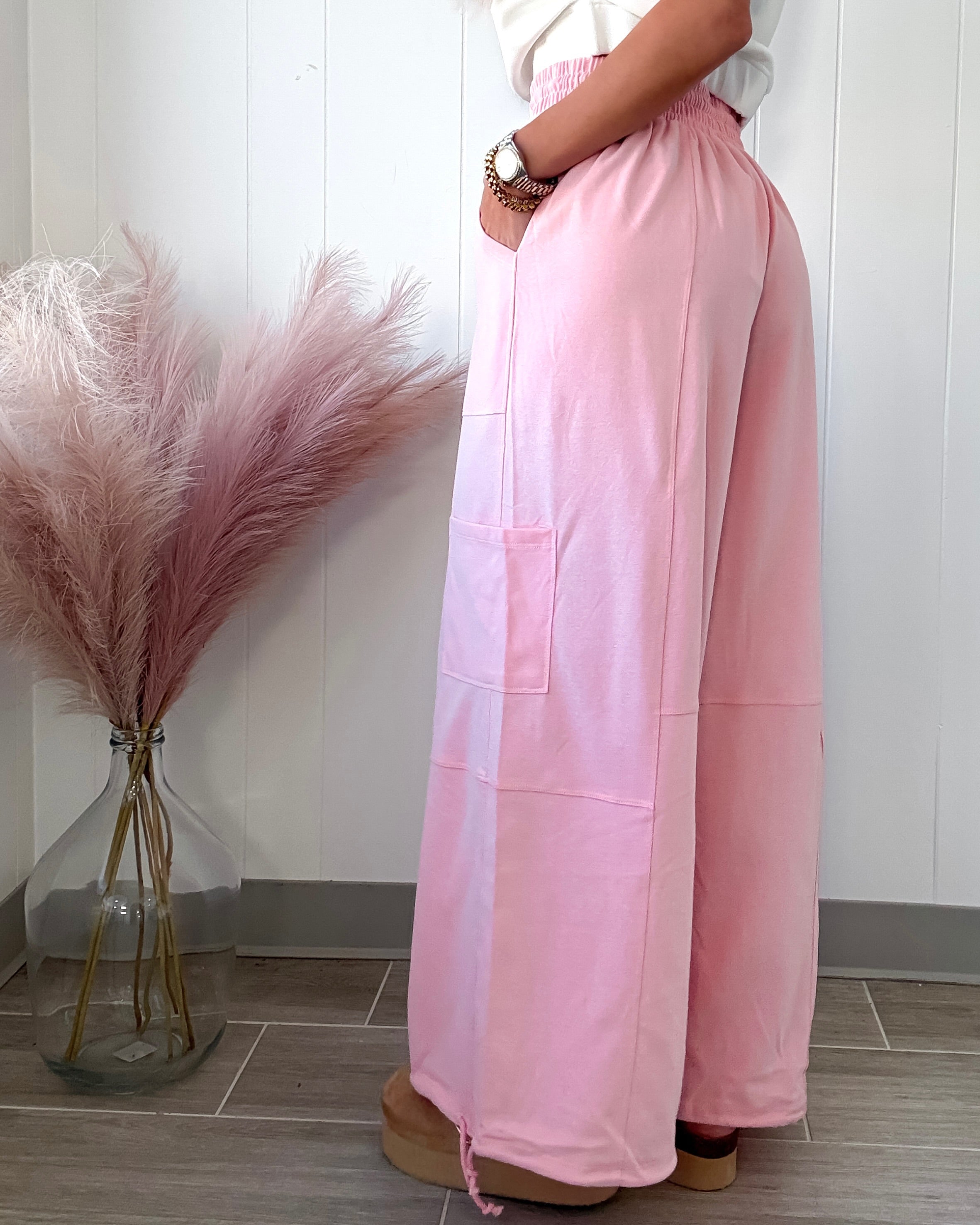 Sporty Romance Tie Joggers - Light Pink