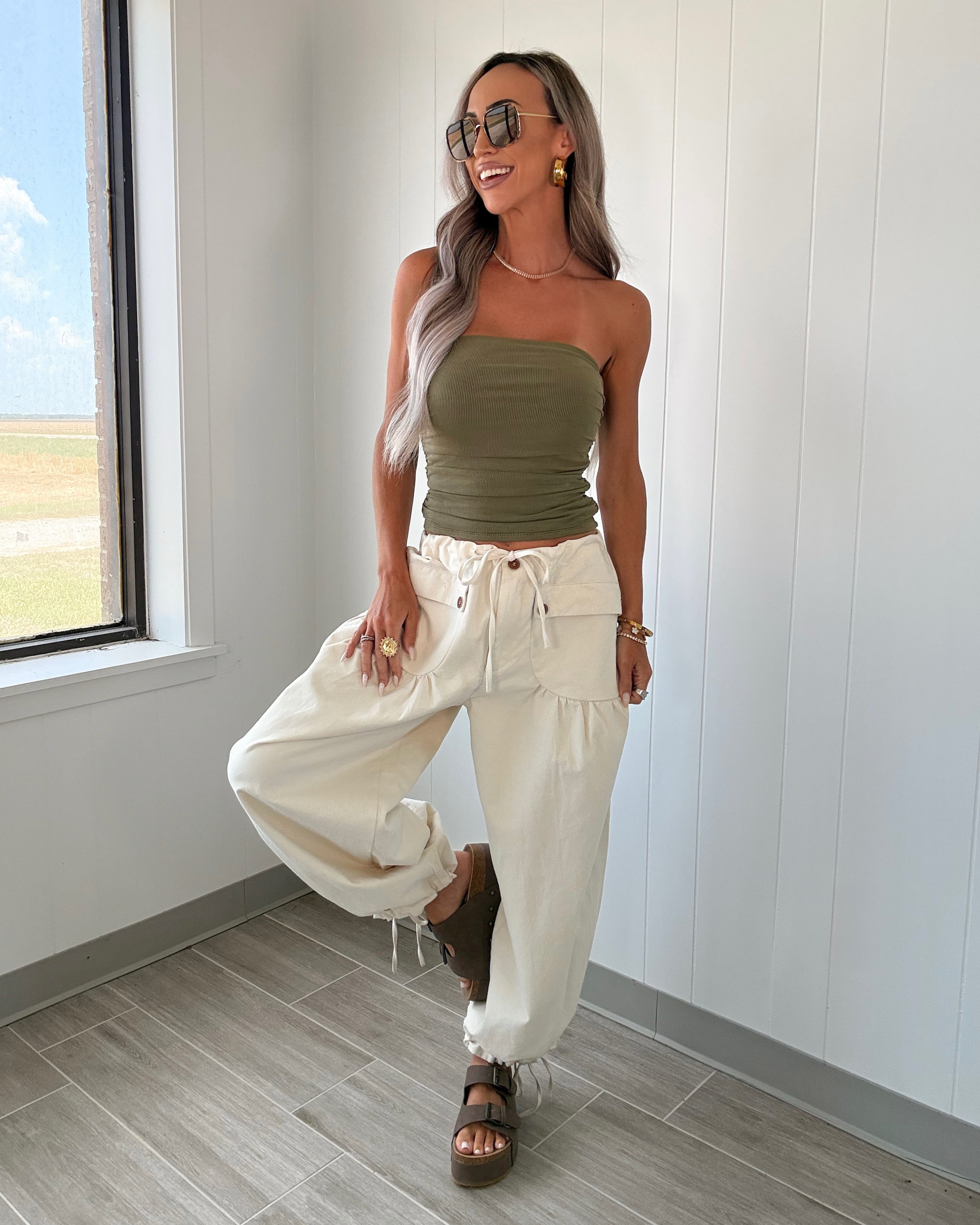 Ruche Babe Tube Top - Dark Olive