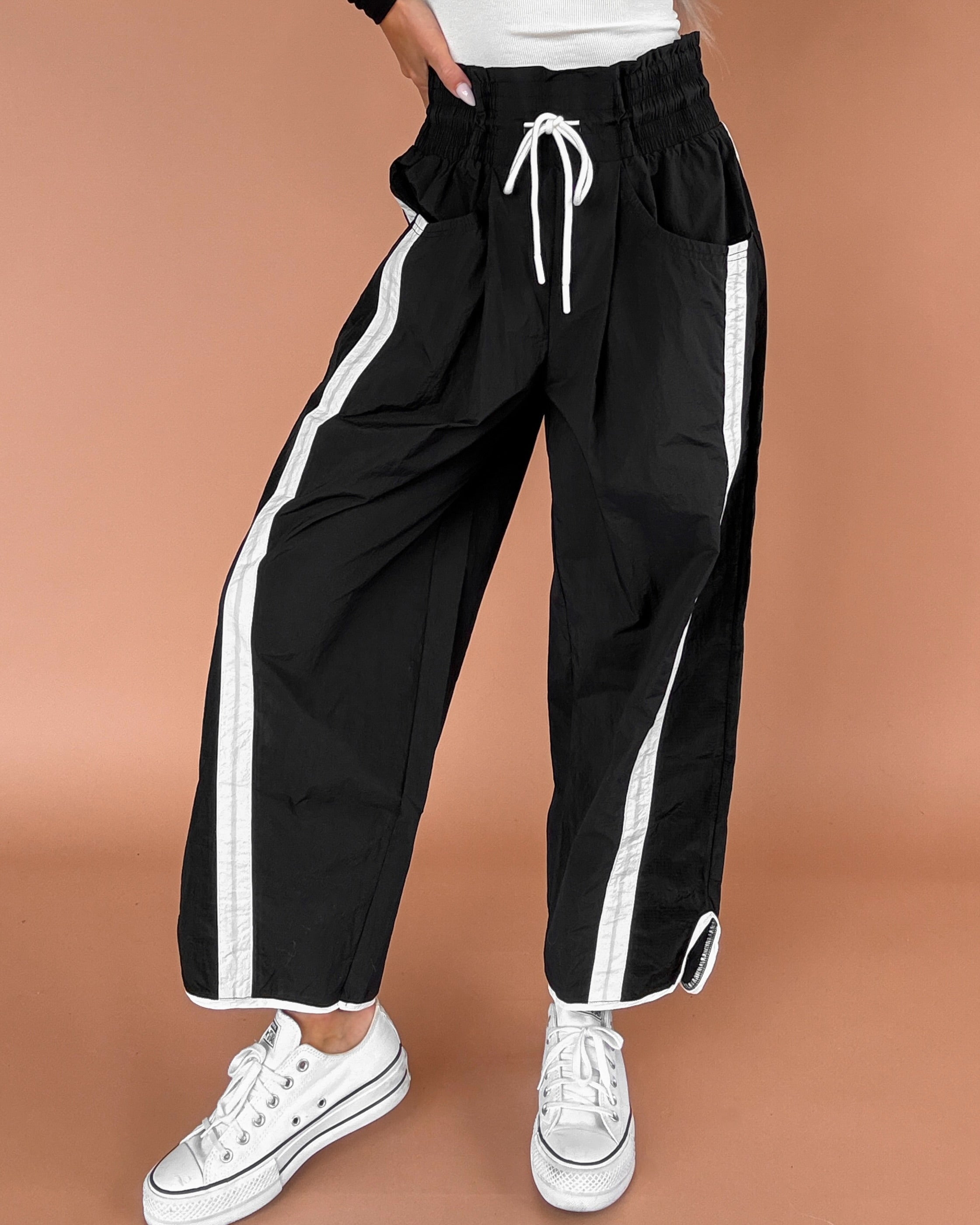 Fast Lane Windbreaker Track Pants - Black