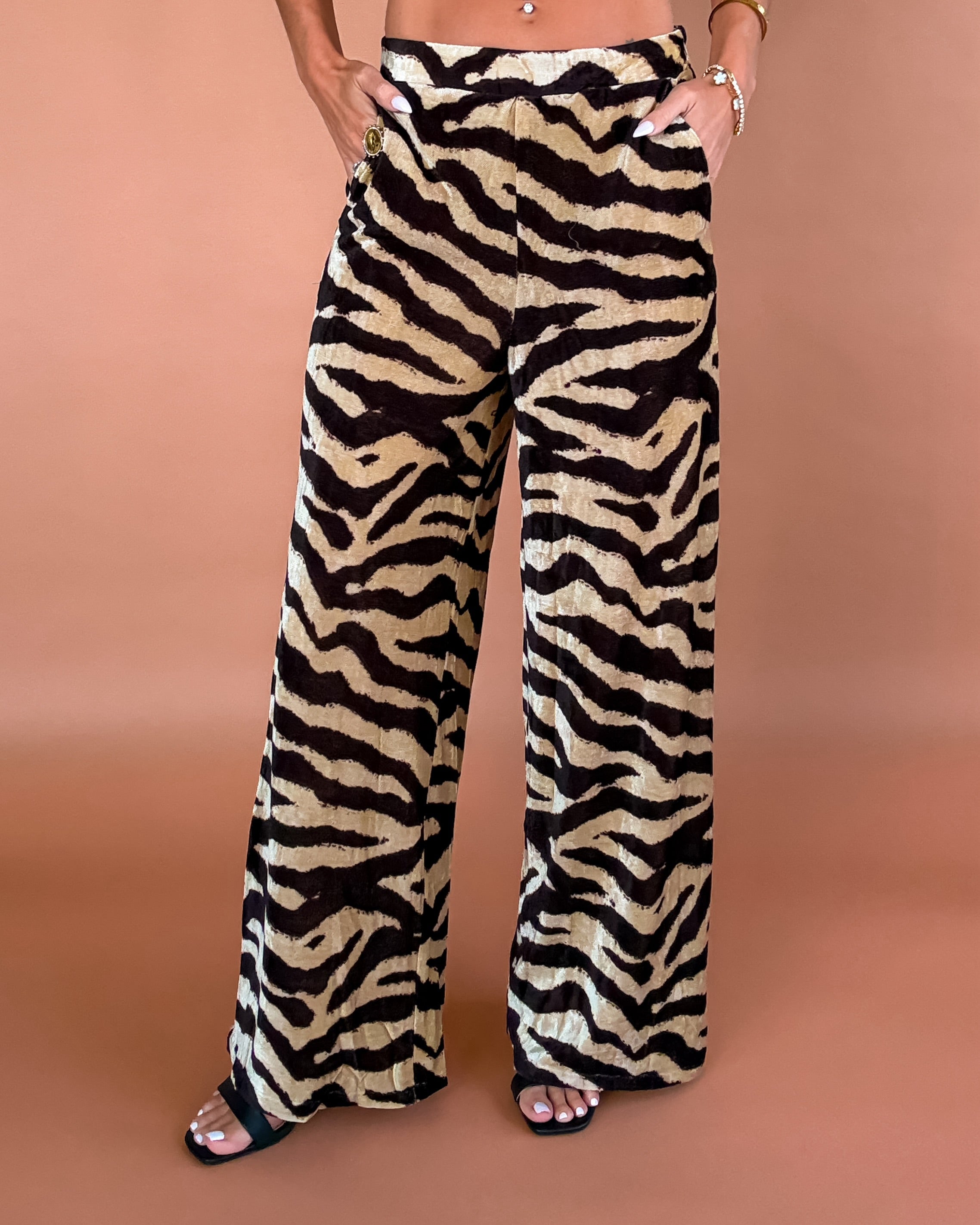 Zebra Kiss Brushed Pants - Taupe/Black