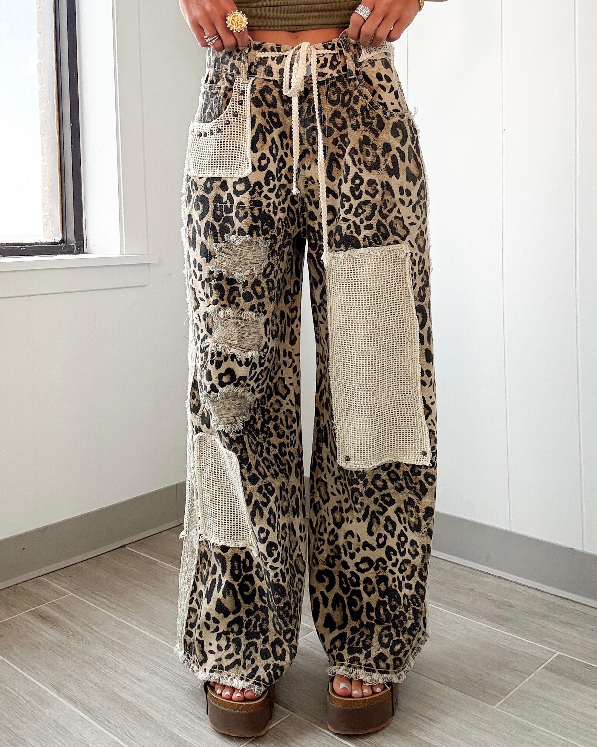 Wild & Woven Leopard Crochet Pants