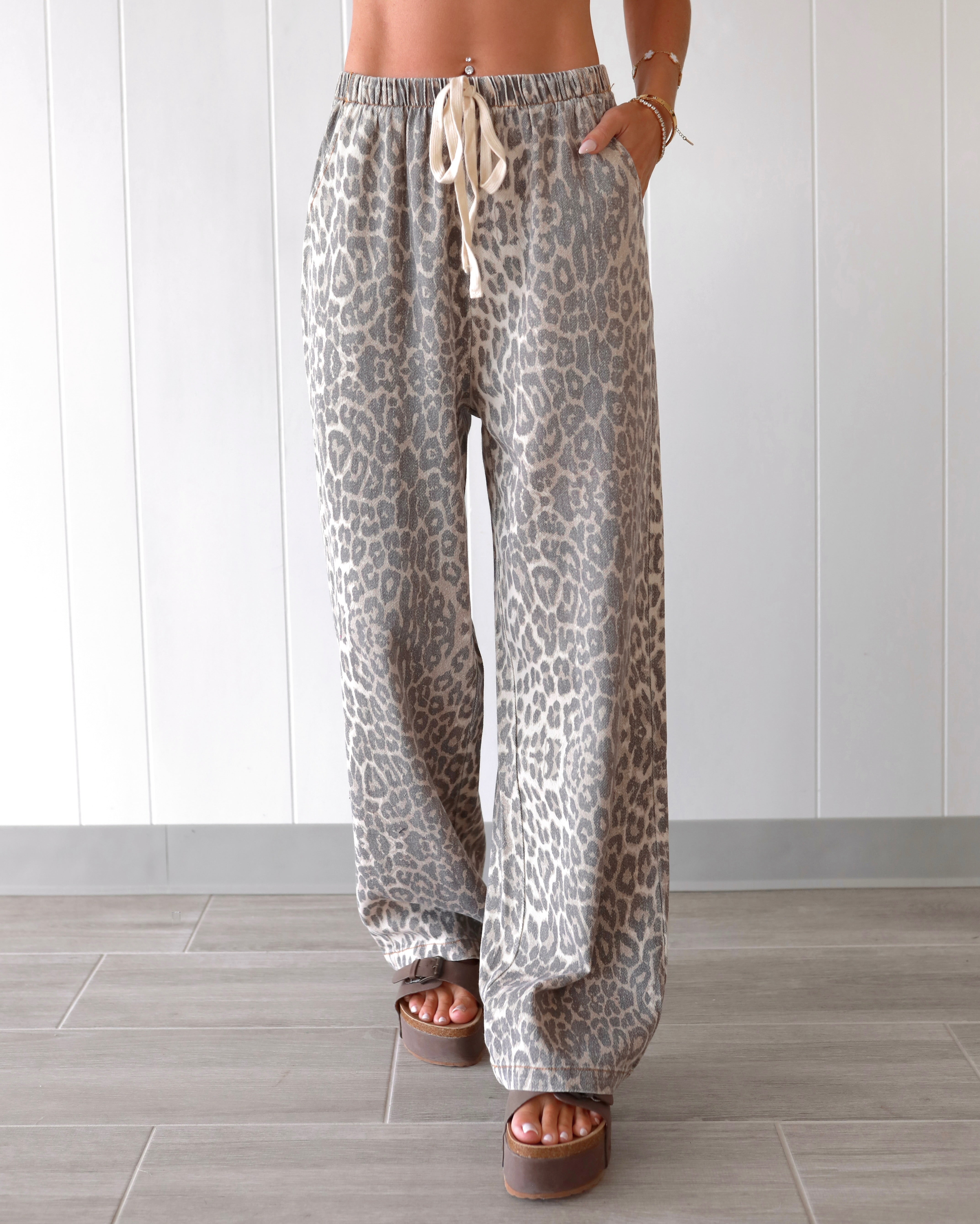 Jungle Luxe Wide Leg Pants - Leopard