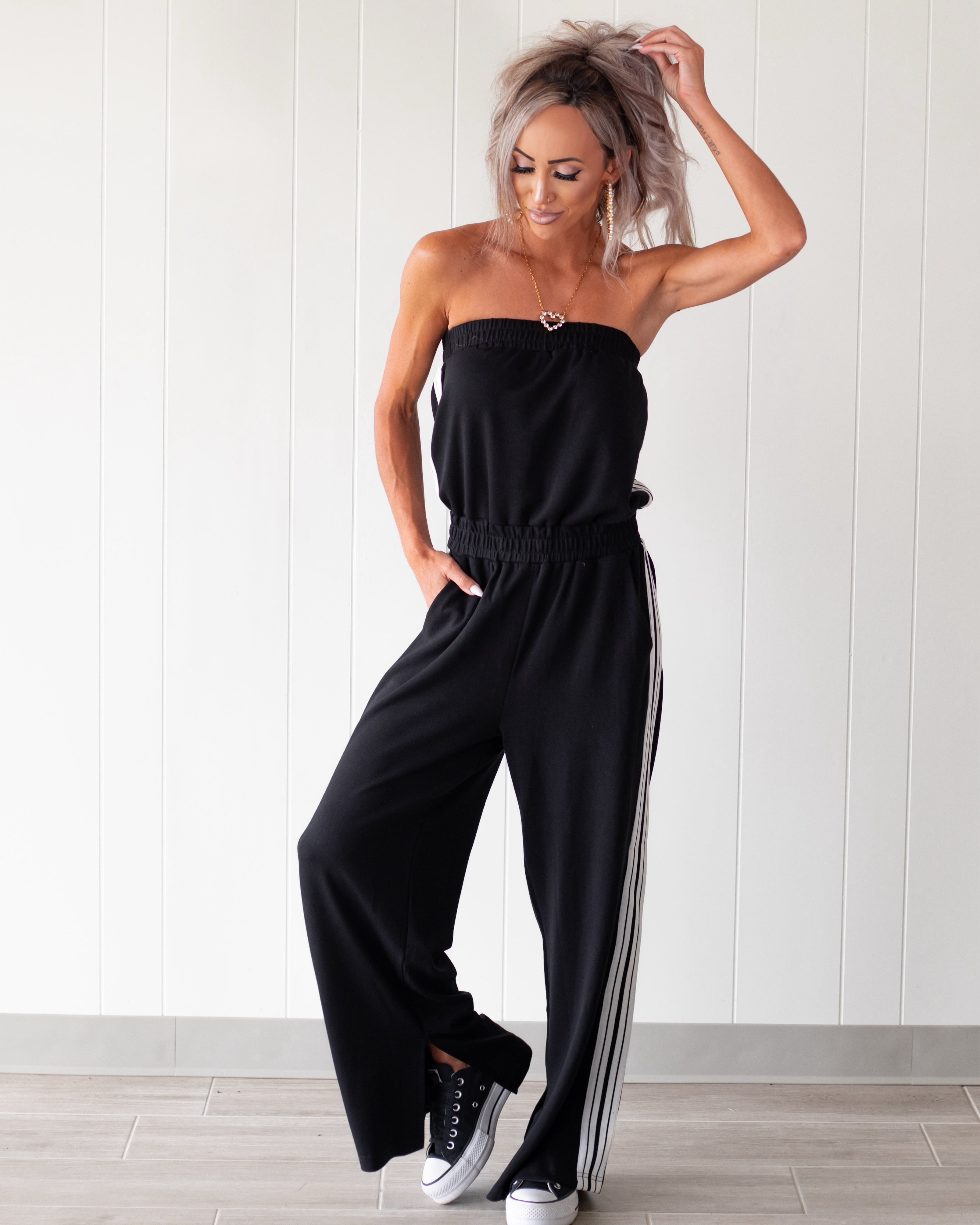Sideline Slay Jumpsuit - Black