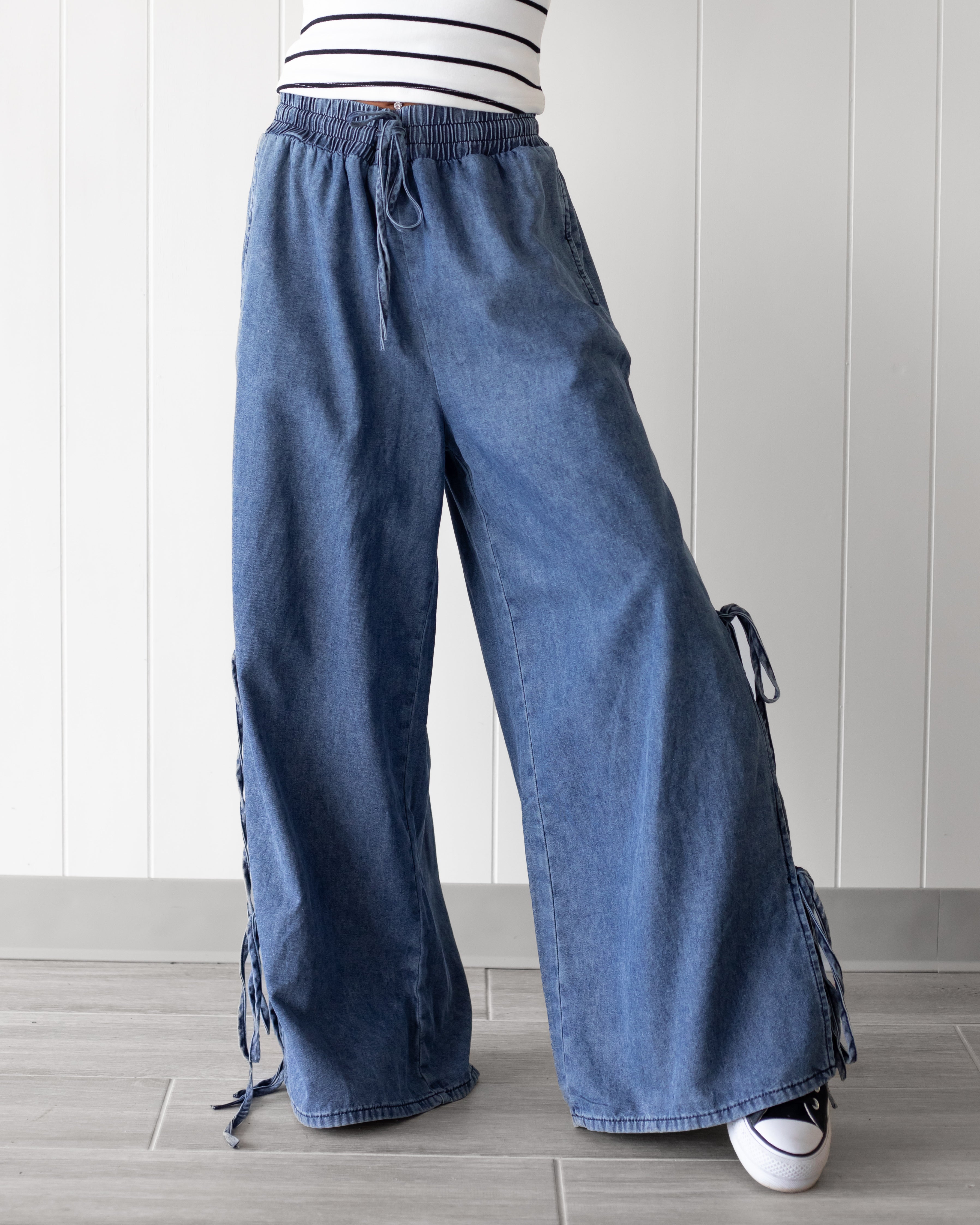 Coastal Drift Wide Leg Denim Pants