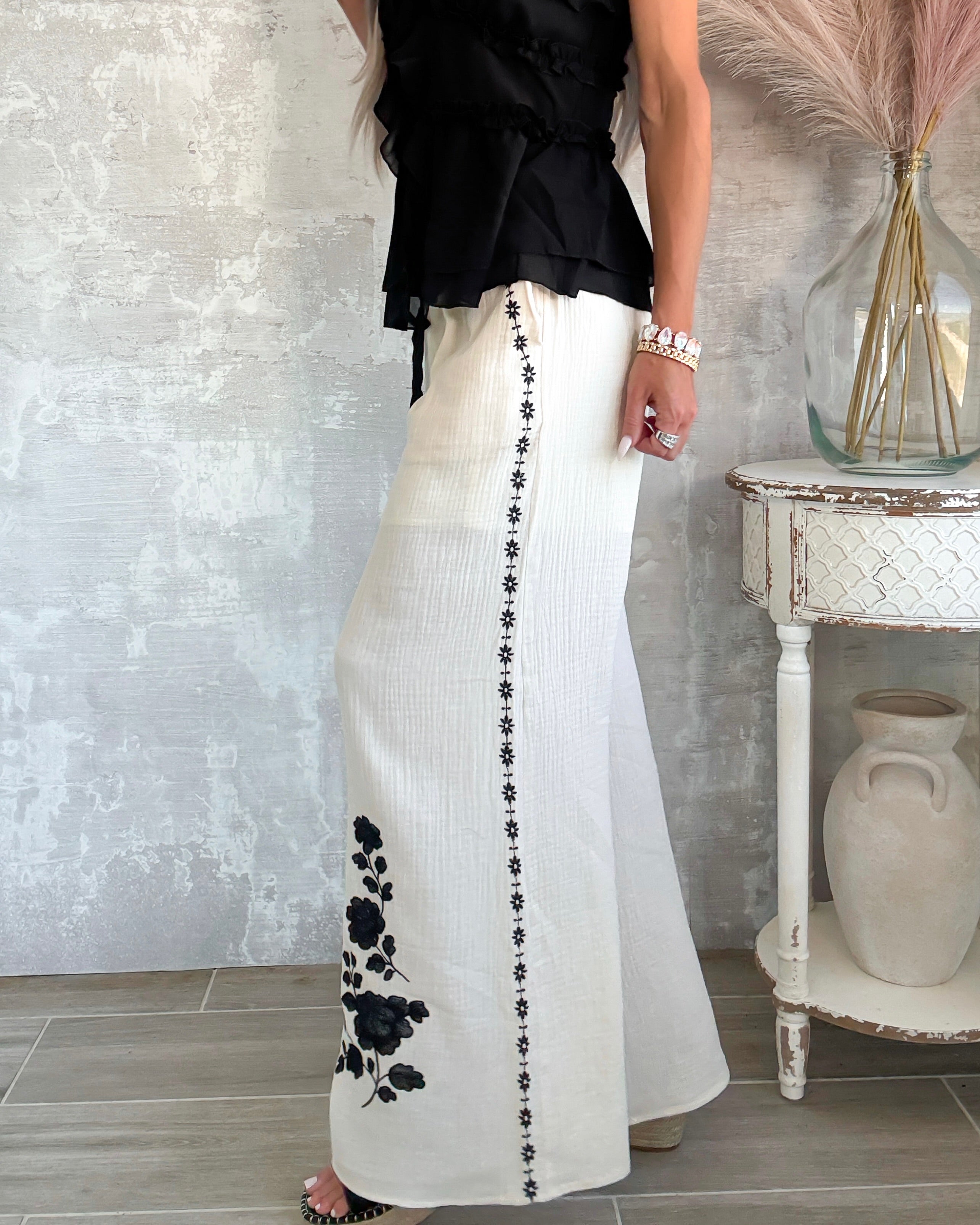 Daydream Detail Gauze Pants - Ivory