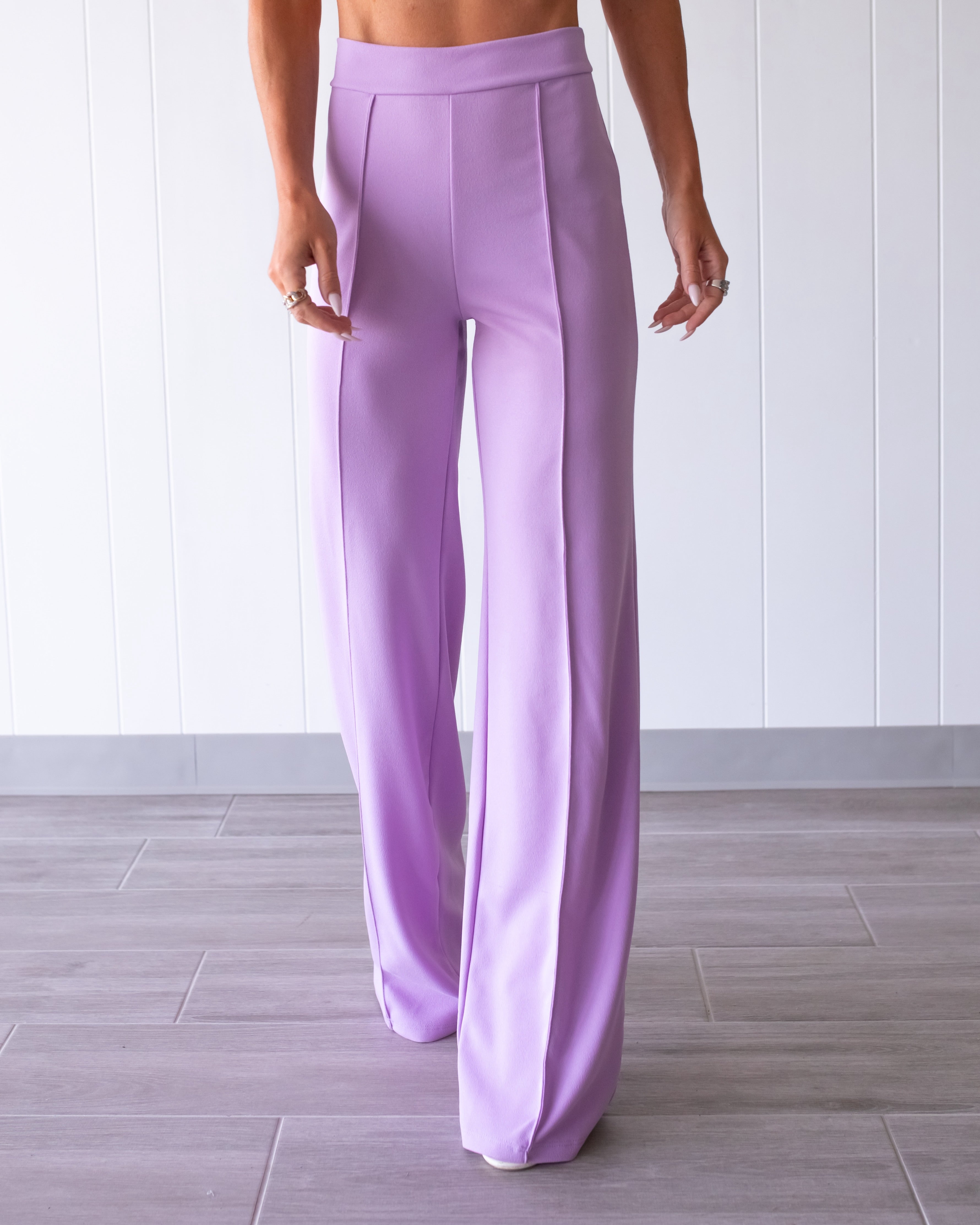 Business Or Pleasure Pleated Flare Pants - Lilac