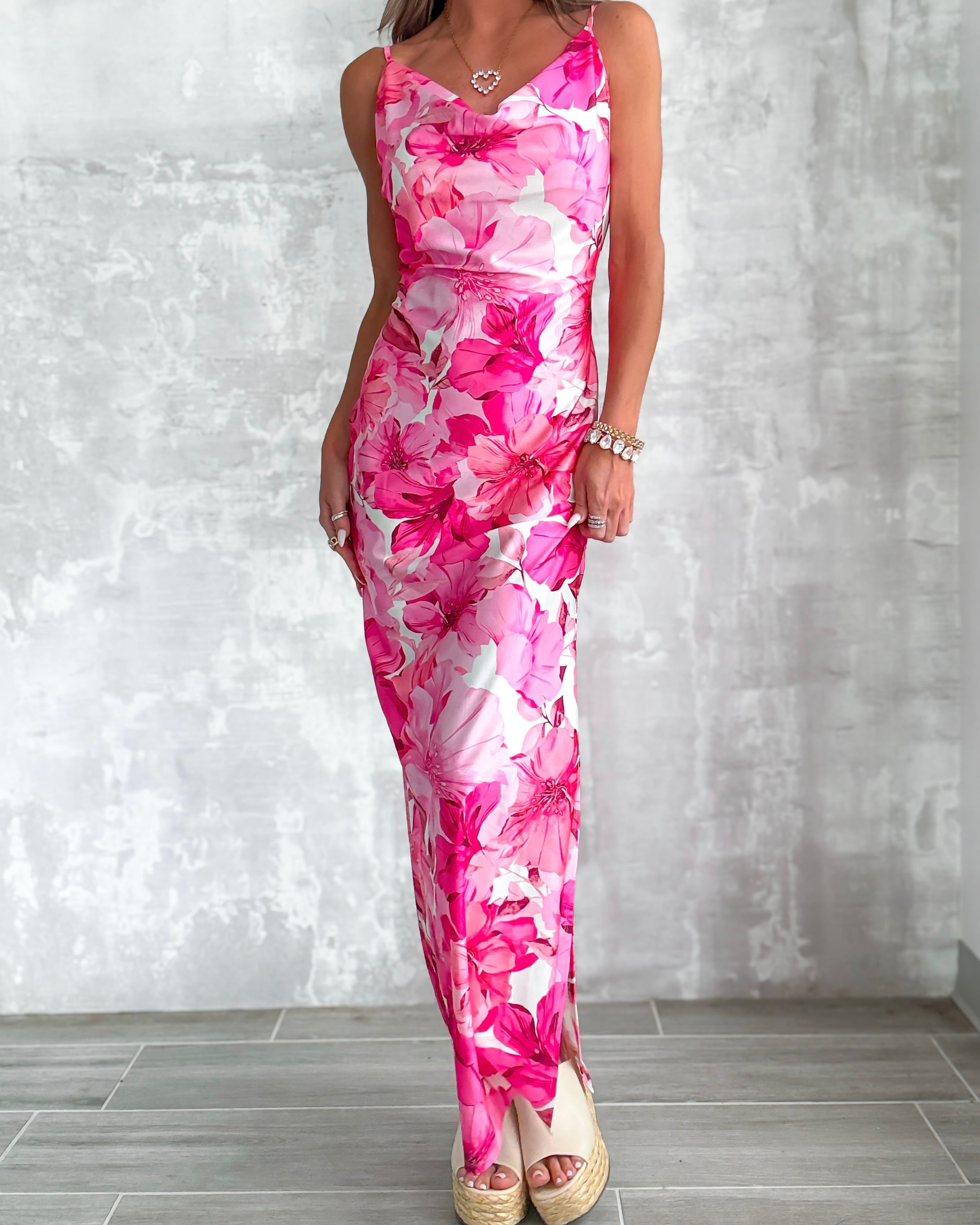 Floral Daydream Maxi Dress - Fuchsia