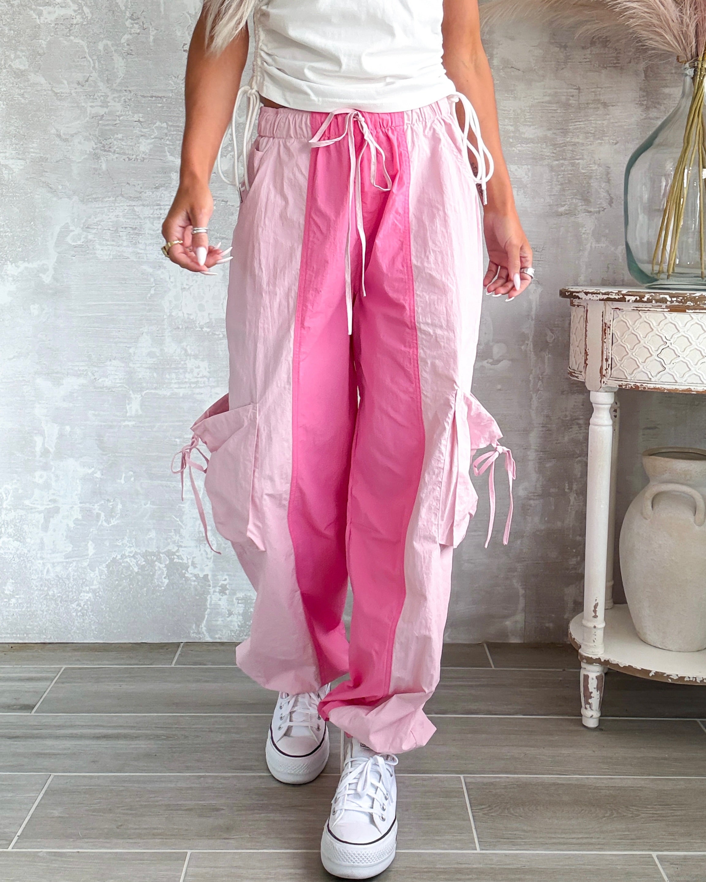 Split Style Windbreaker Pants - Bubble Pink