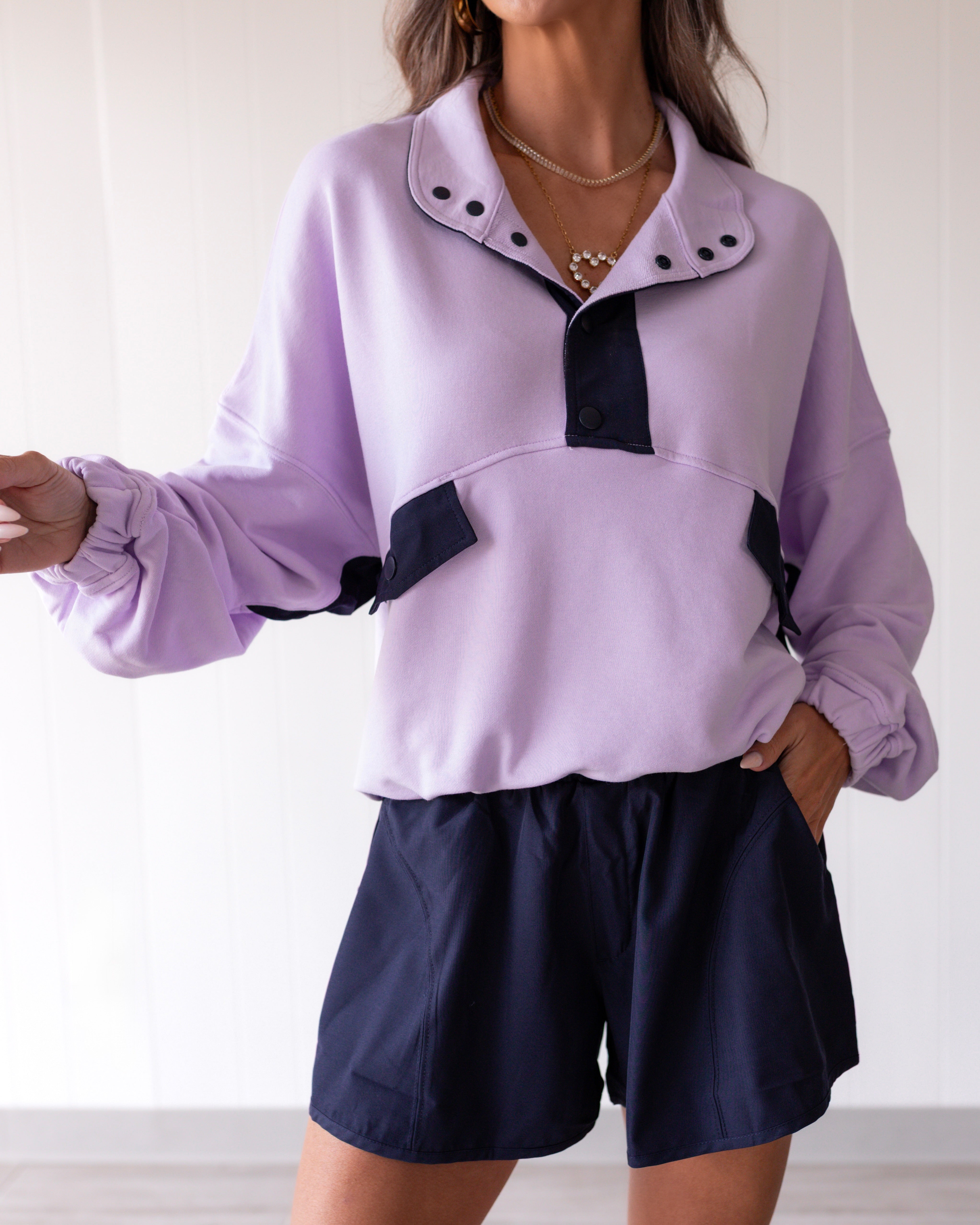 Sweetie Swirl French Terry Set - Lavender/Navy