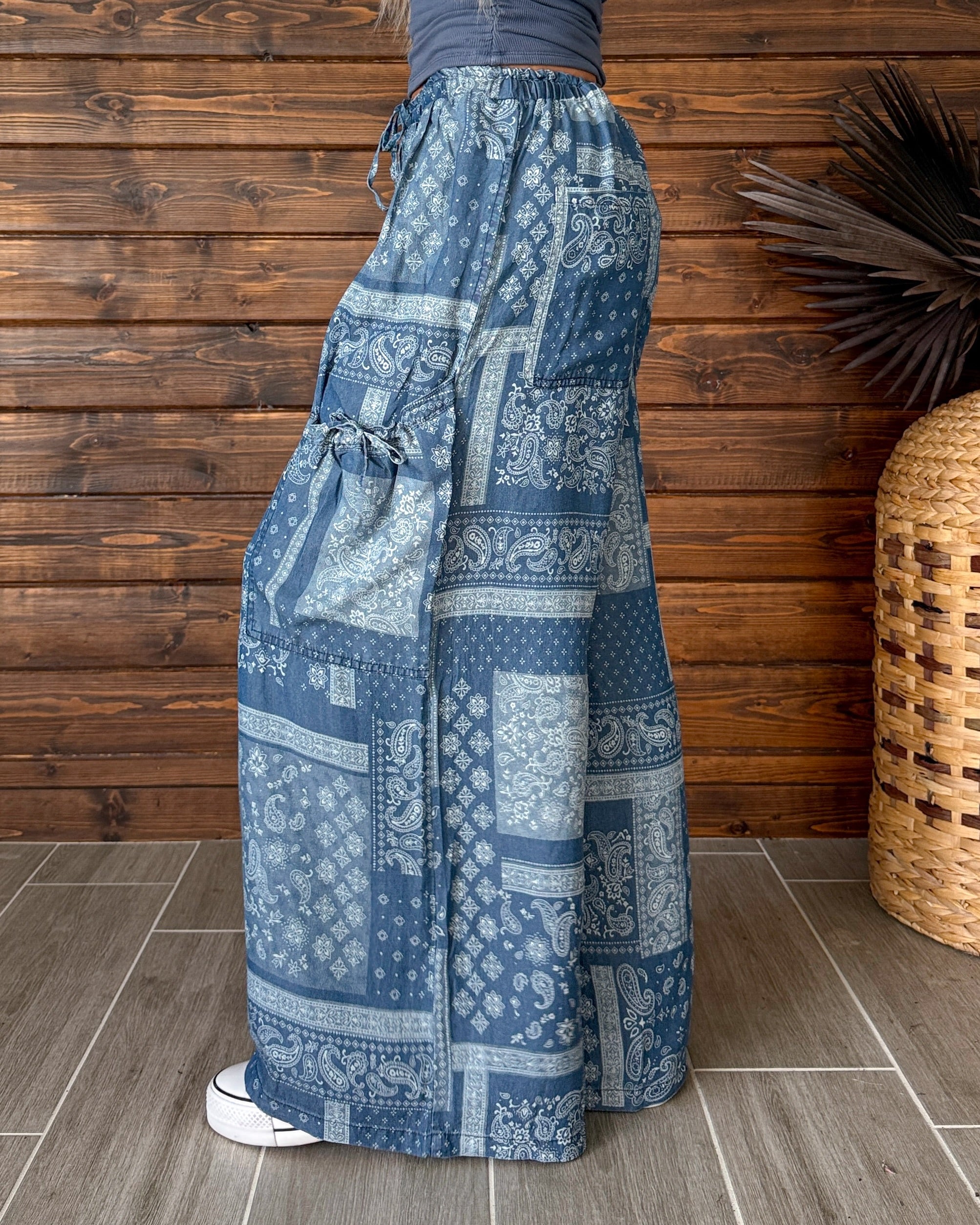 Bandana Babe Paisley Denim Pants - Blue