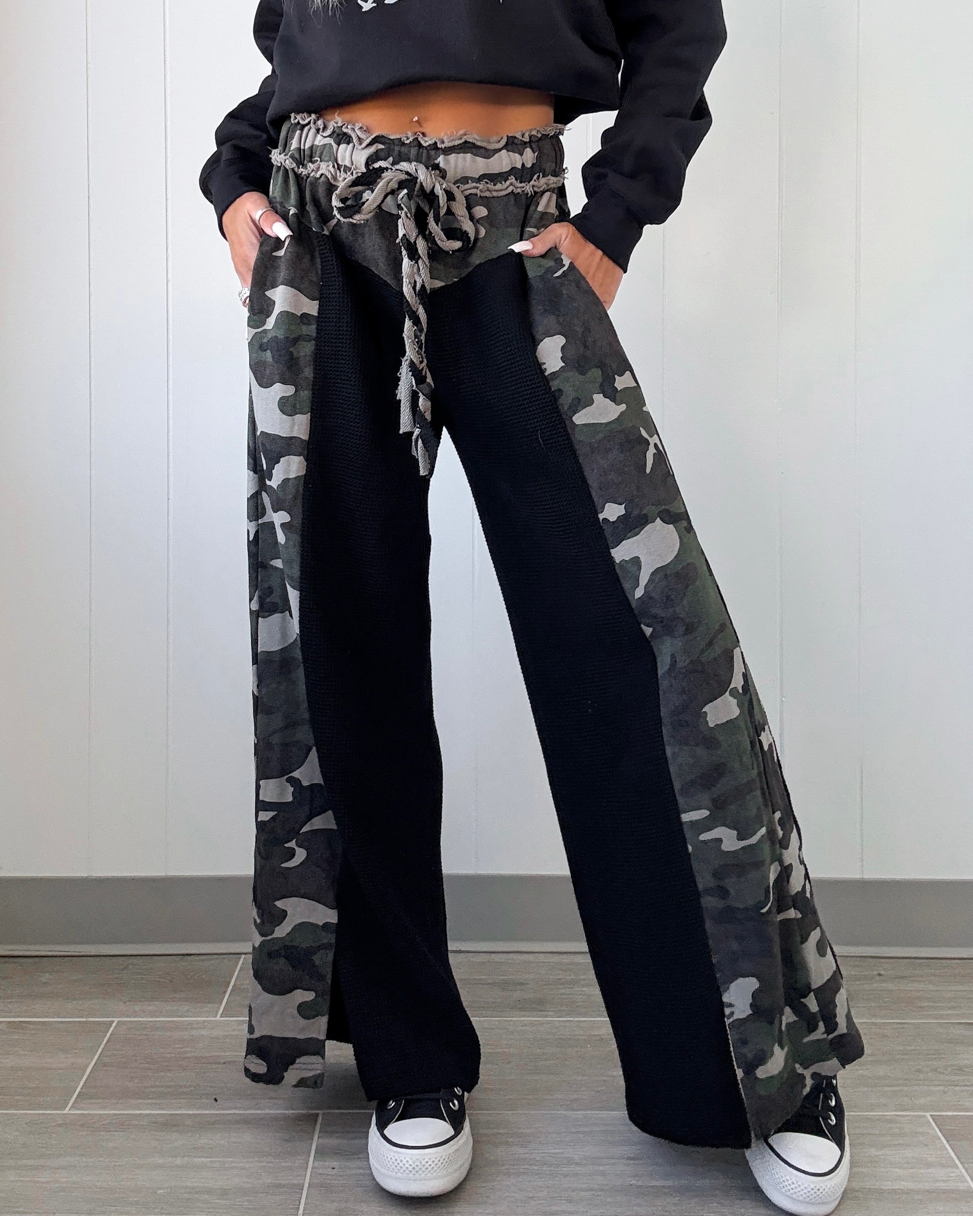 Riley Thermal Knit Pants - Camo/Black
