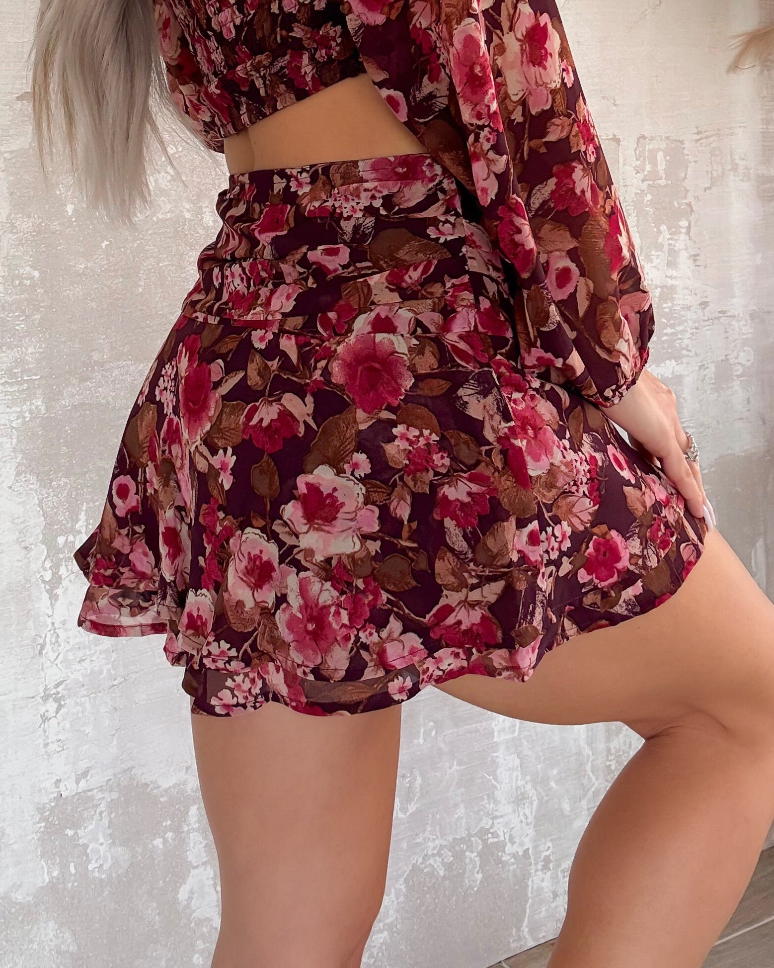 Rustling Roses Chiffon Skirt - Floral