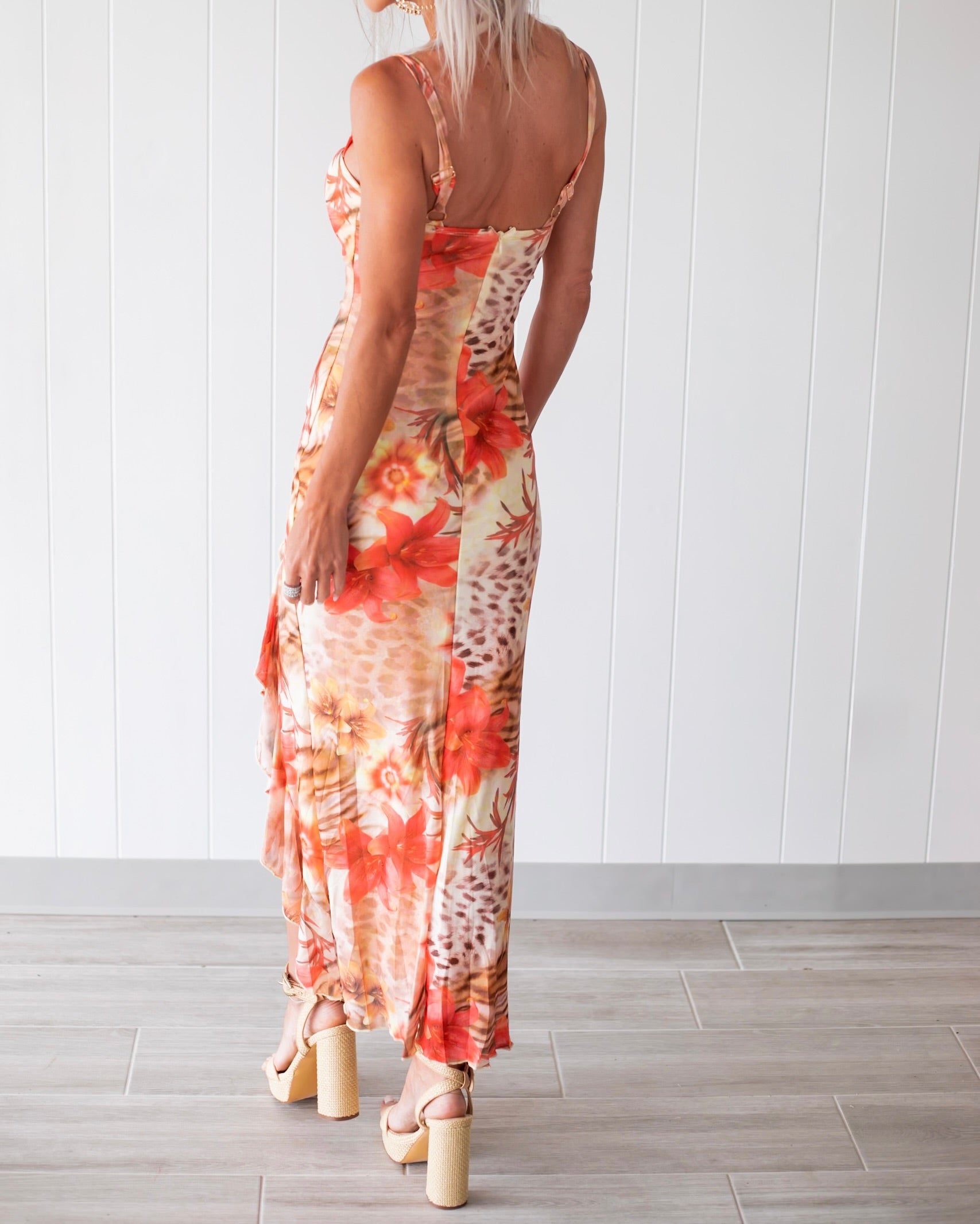 Wild Bloom Ruffle Dress - Yellow/Orange
