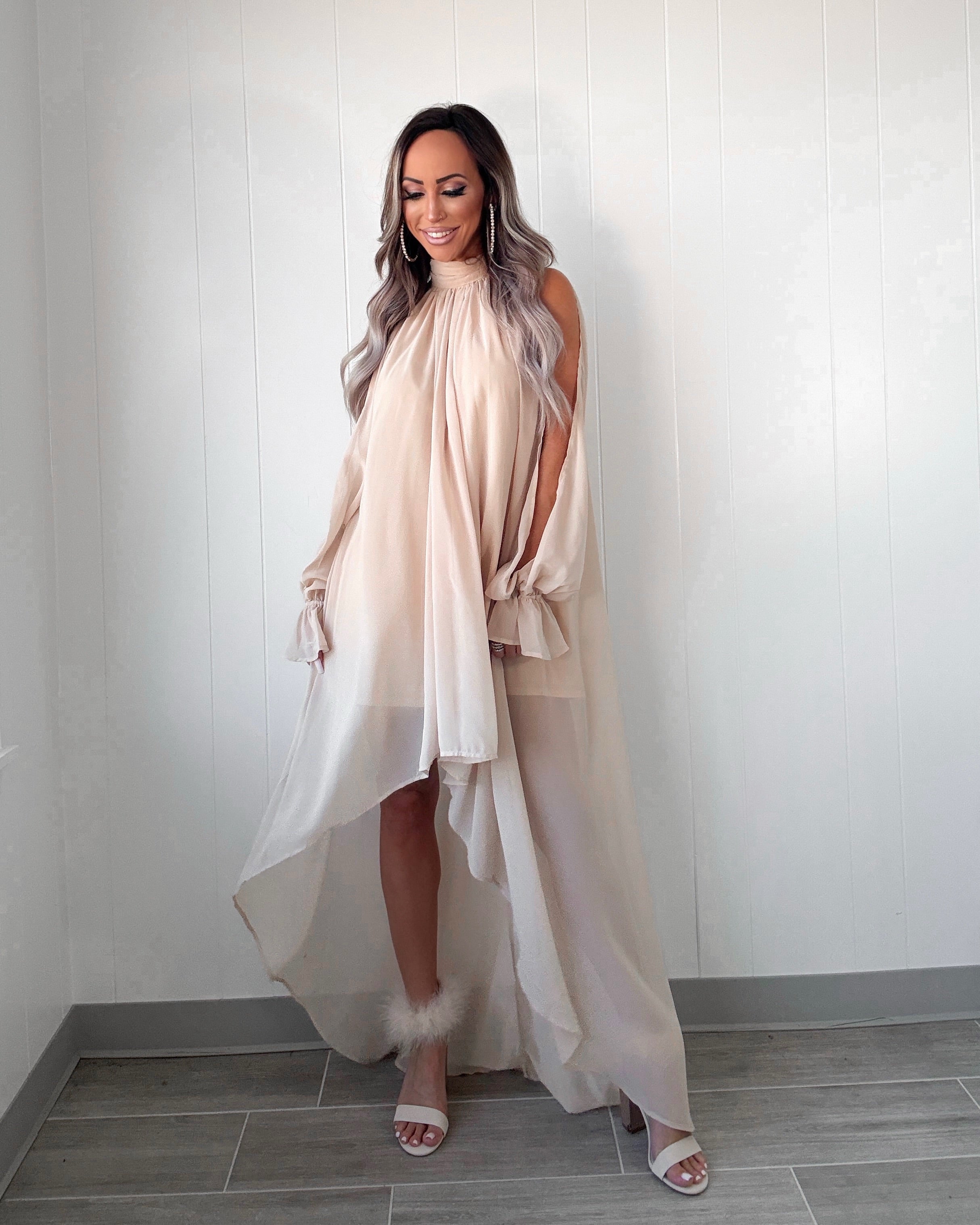 Falling Grace High Lo Maxi Dress - Cream