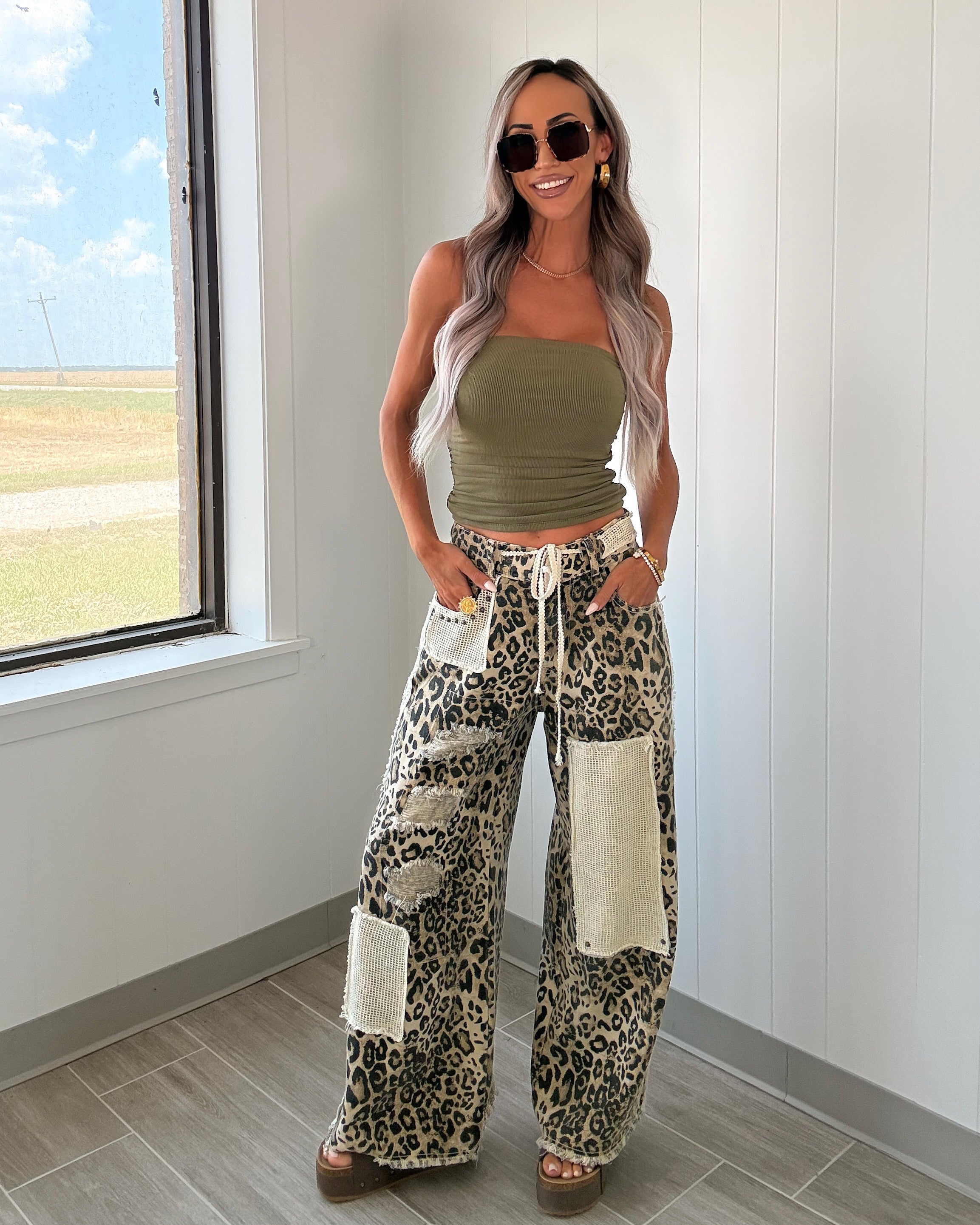 Wild & Woven Leopard Crochet Pants