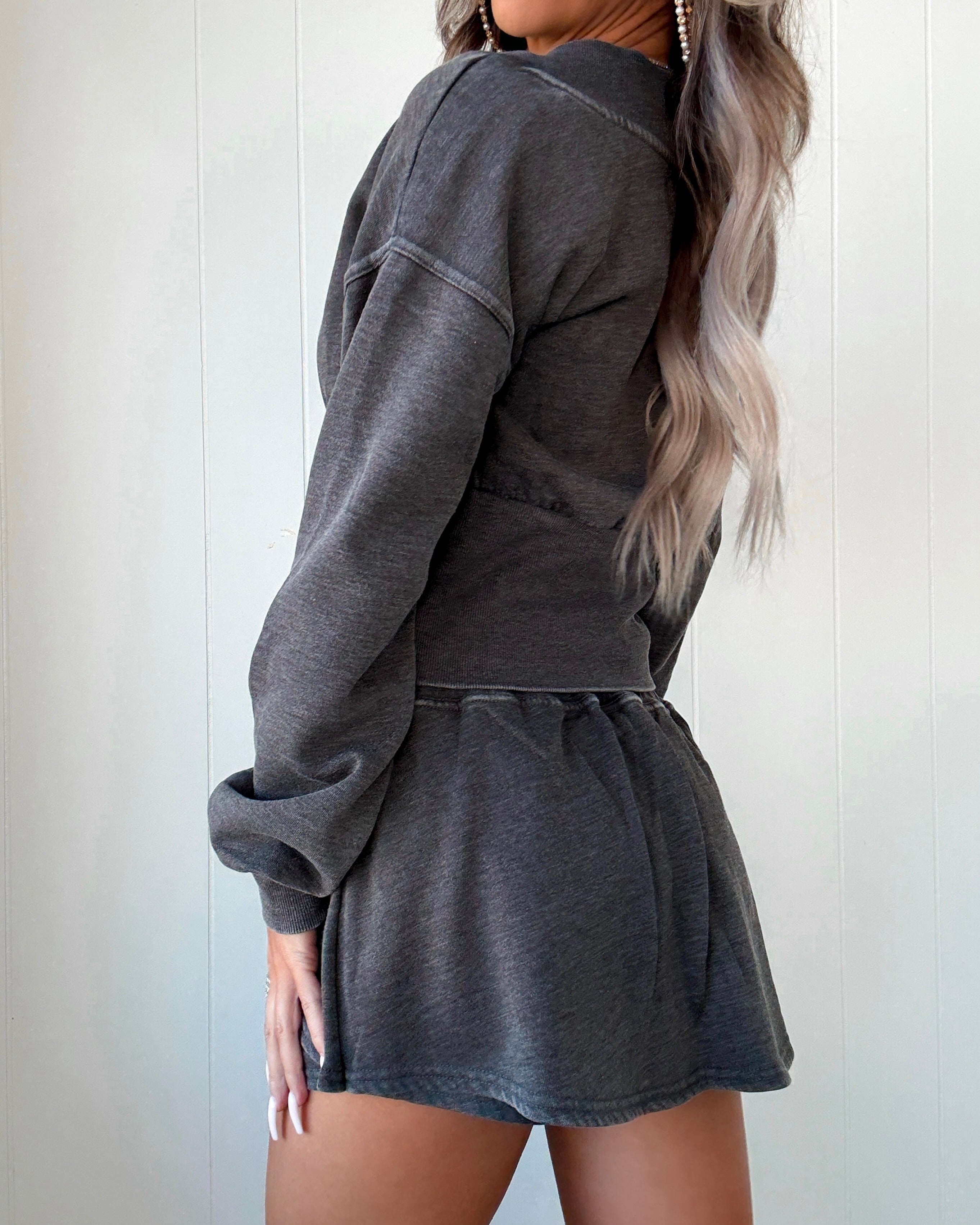 DOORBUSTER Burned Out Deep V-Neck Sweater - Black