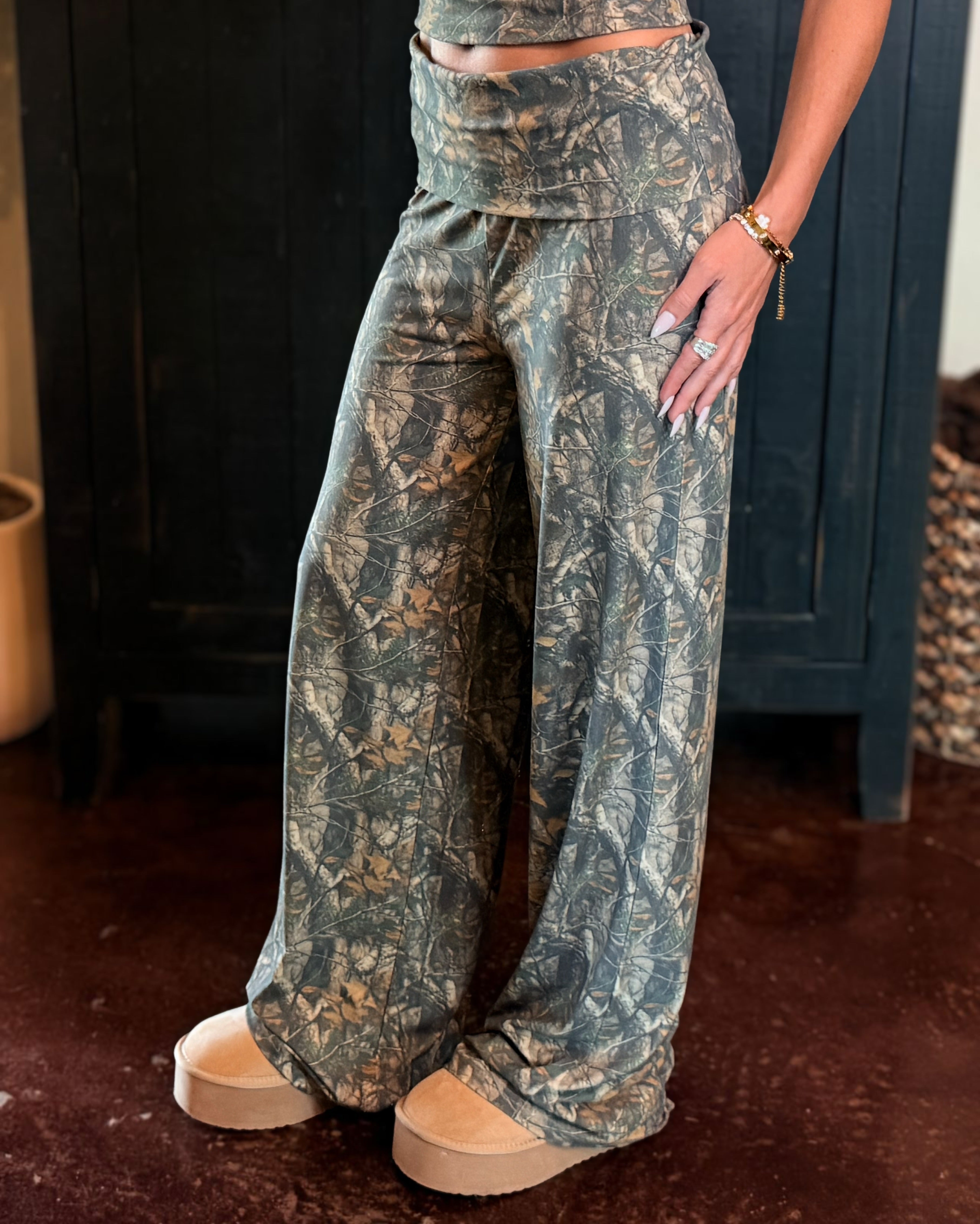 Camo State of Mind Foldover Flare Leggings