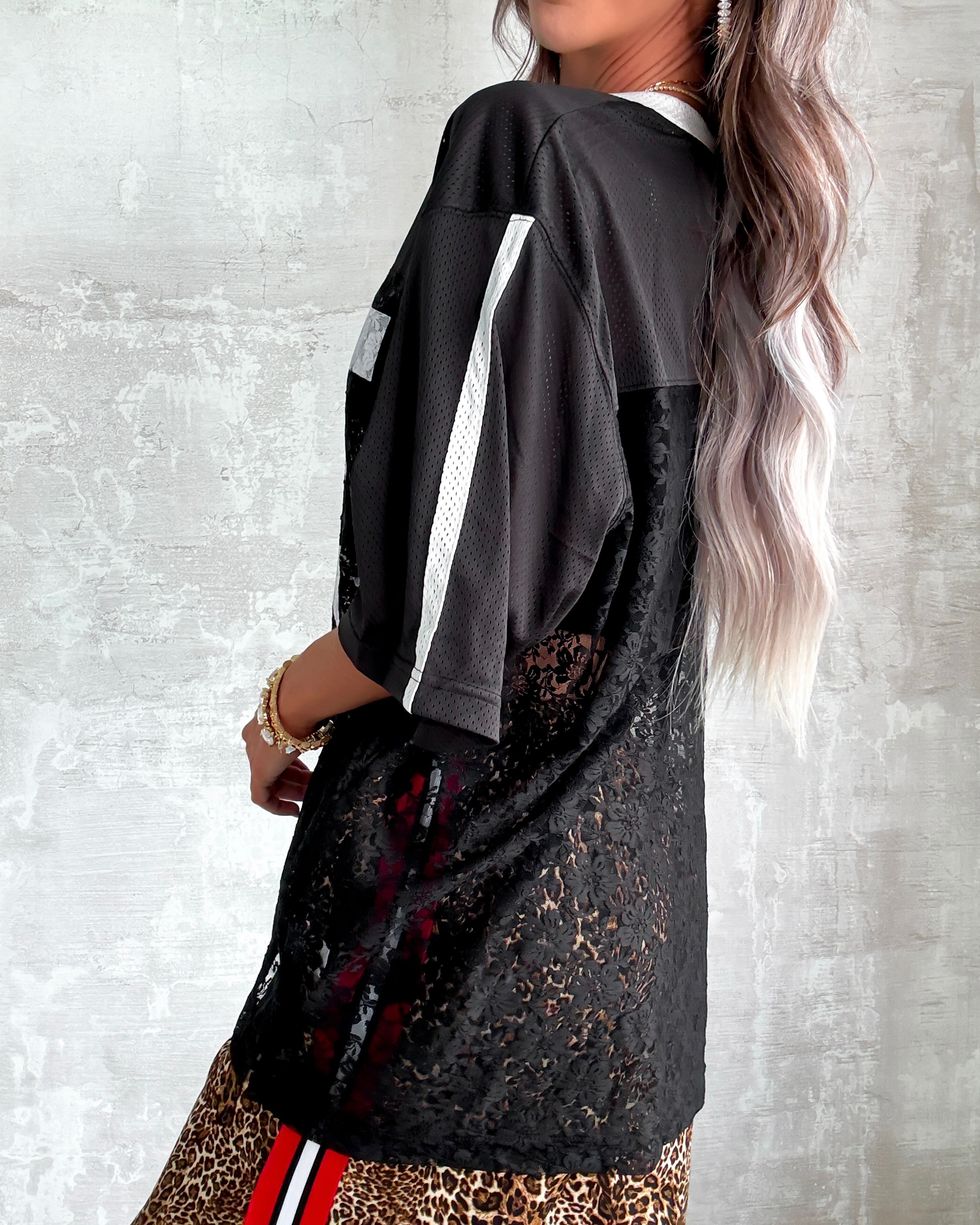 Sheer Intentions Lace Jersey Top - Black