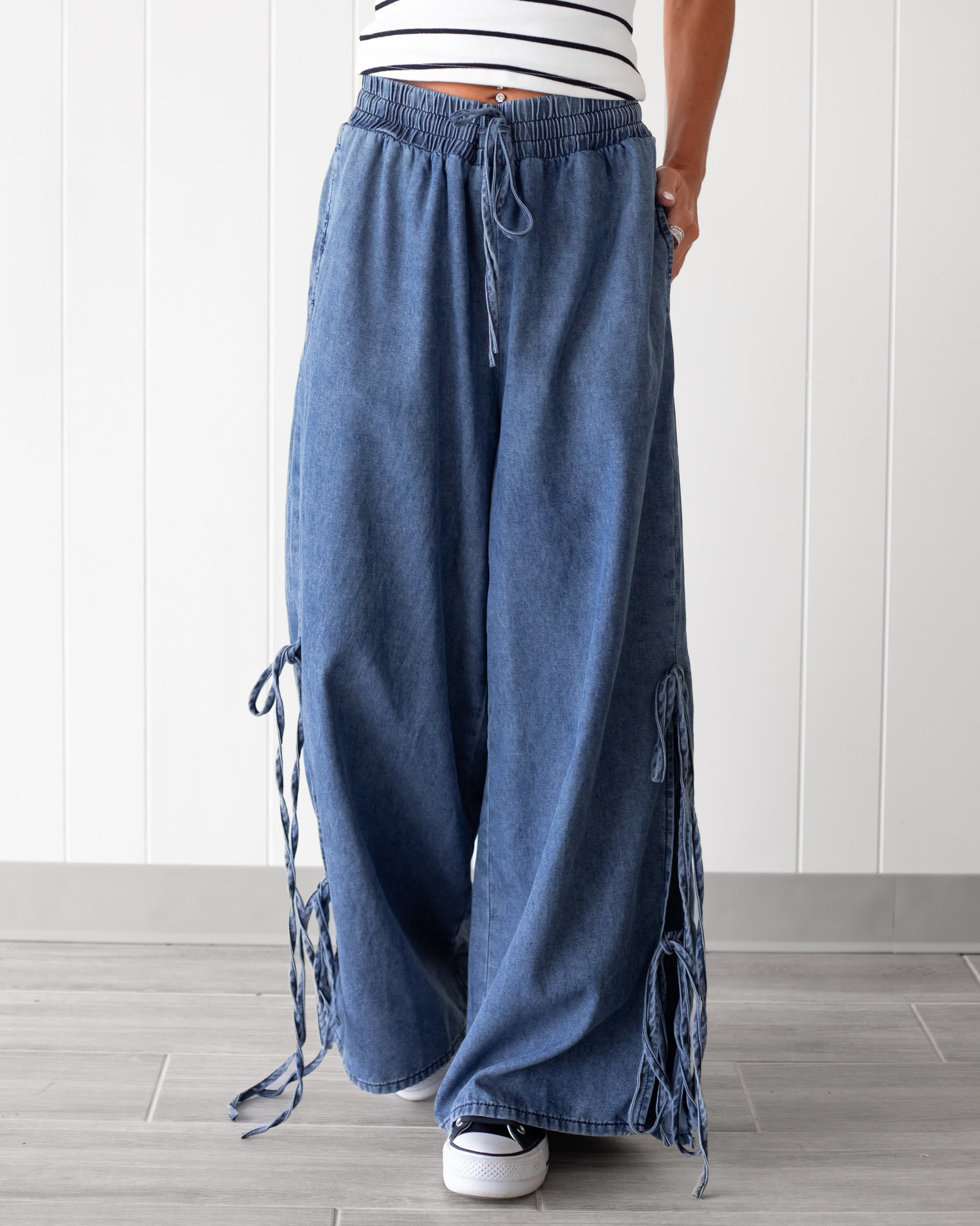 Coastal Drift Wide Leg Denim Pants