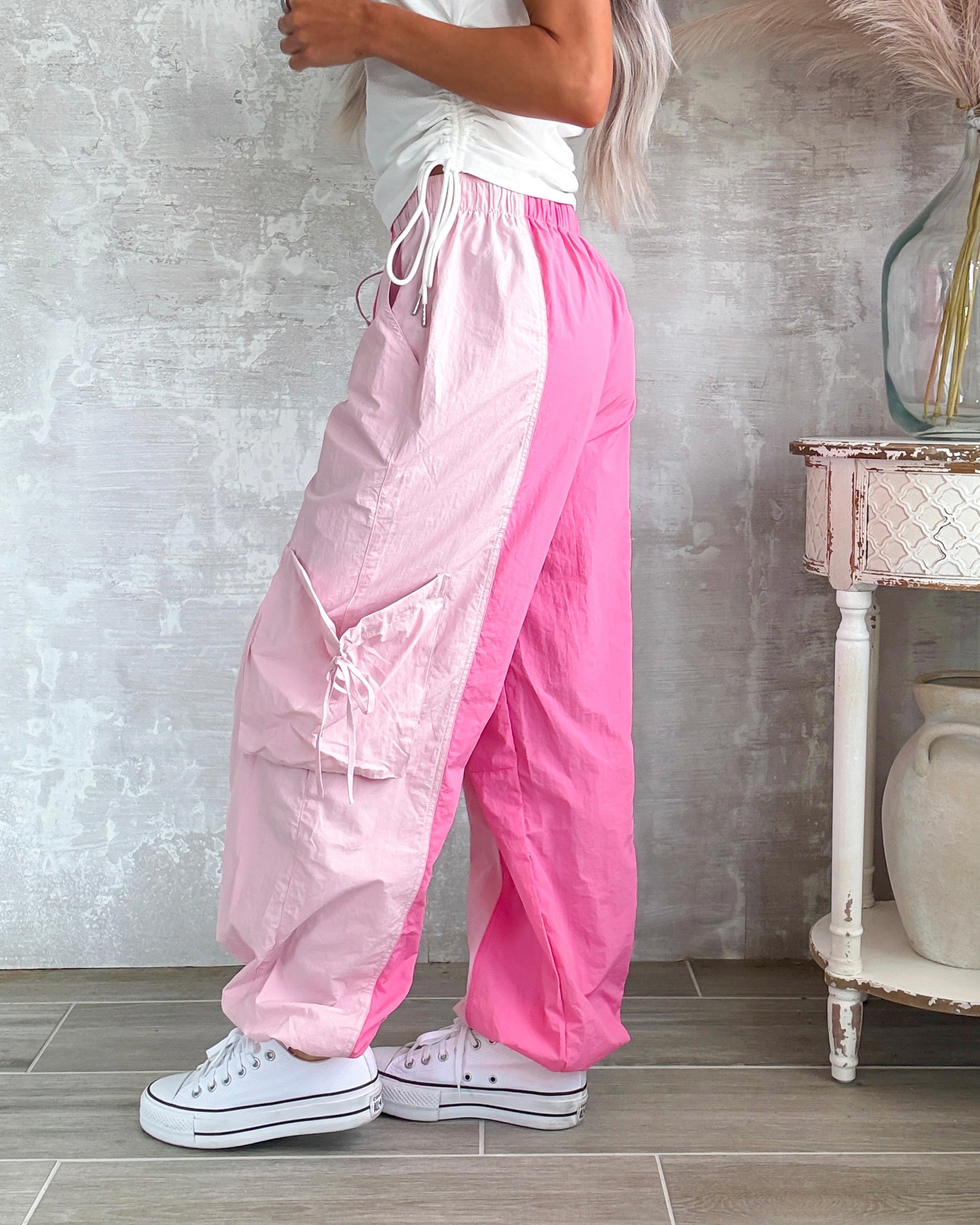 Split Style Windbreaker Pants - Bubble Pink