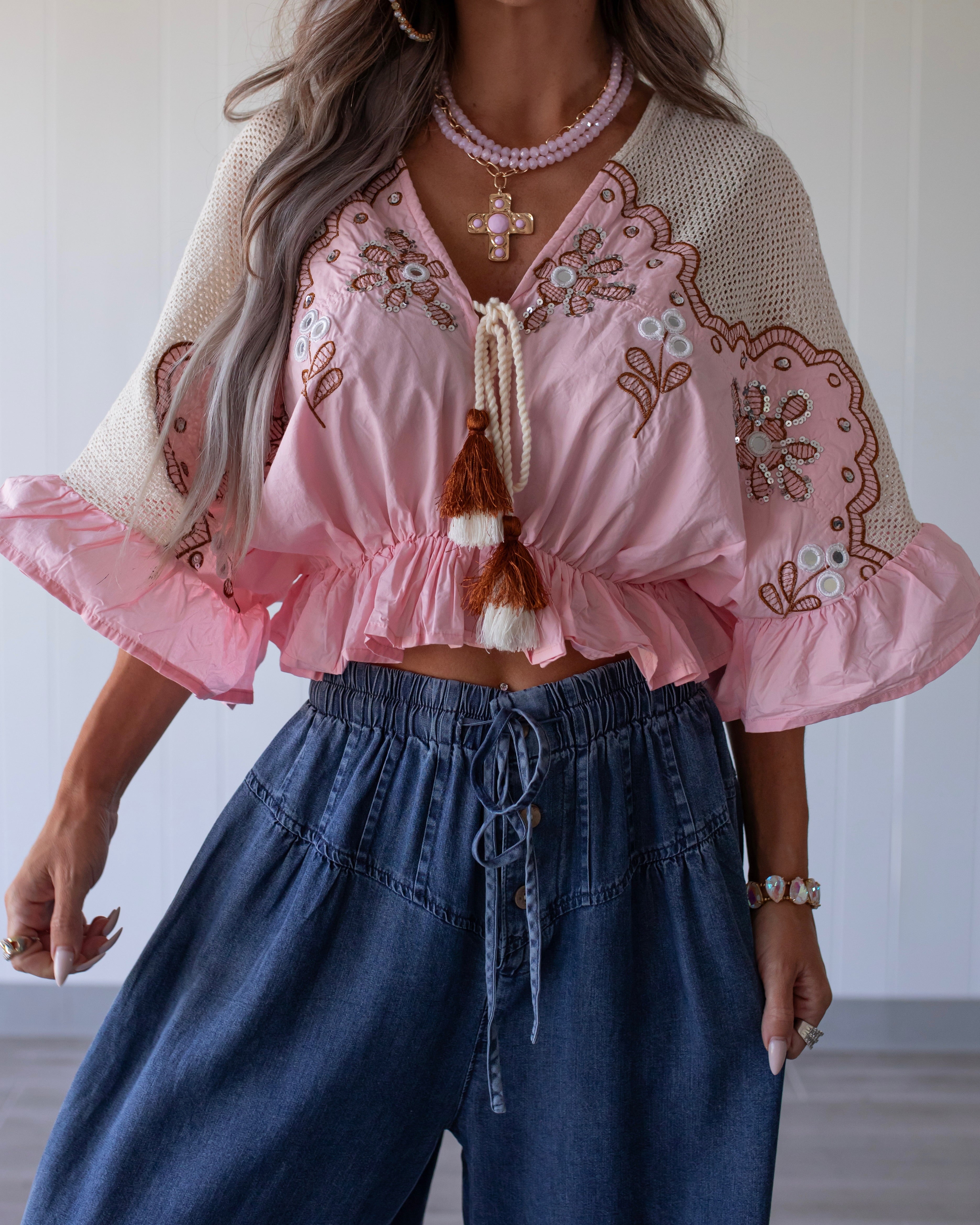 Tropicana Tassel Crop Top - Pink