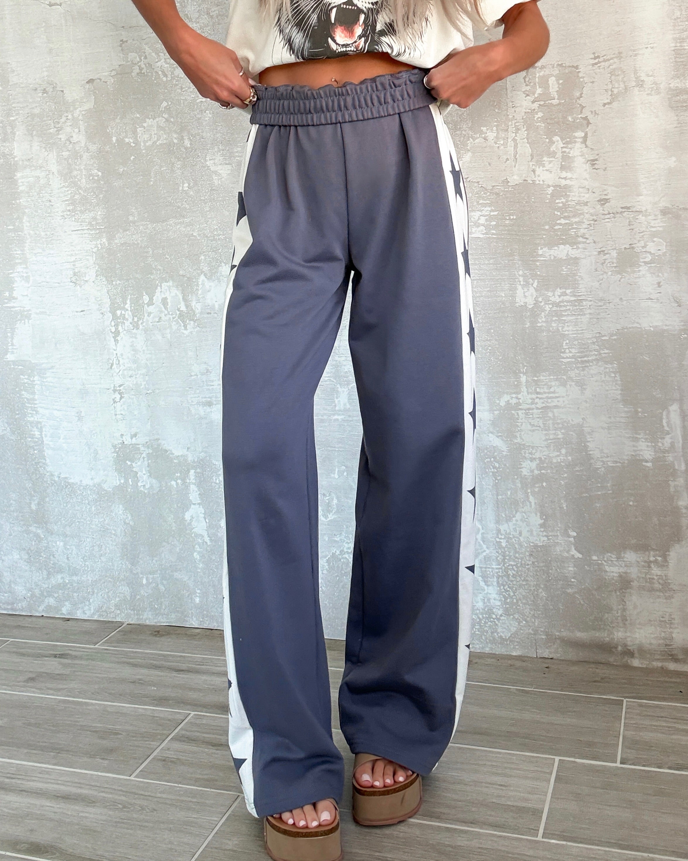 Star Striped Sweatpants - Smokey Blue