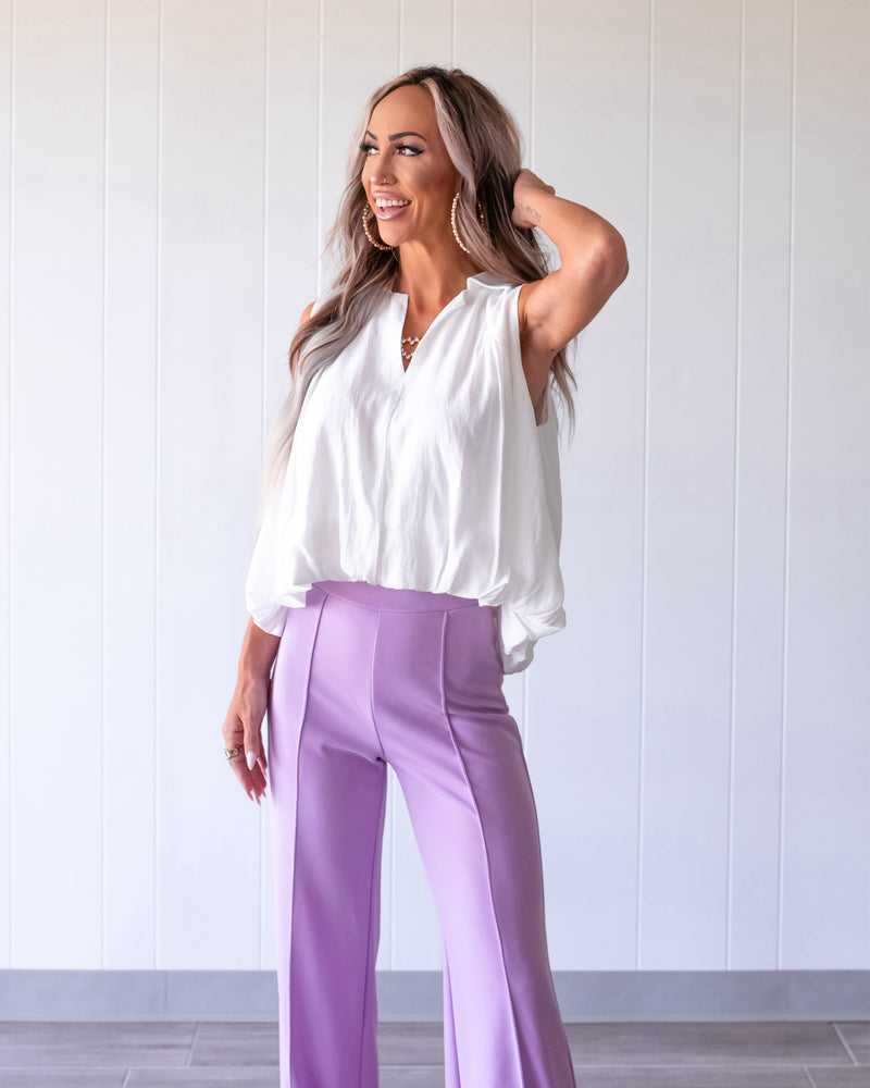 First Class Bubble Hem Top - Off White