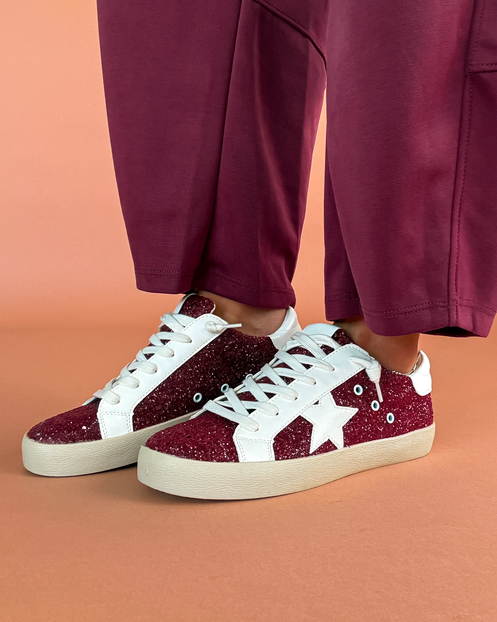 Maroon Glitter Dream Sneakers