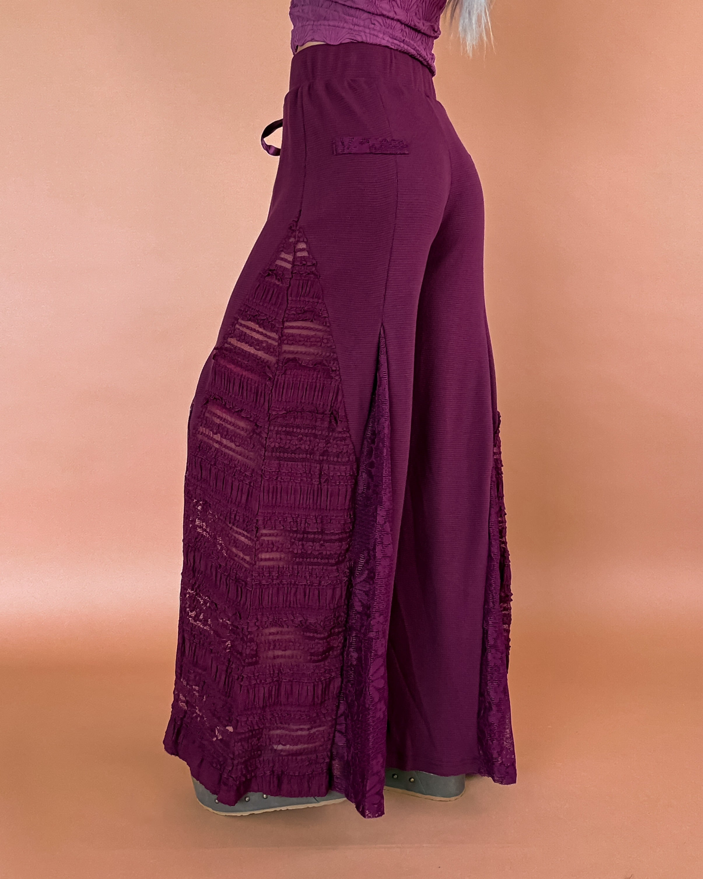 Paris Love Lace Pants - Burgundy