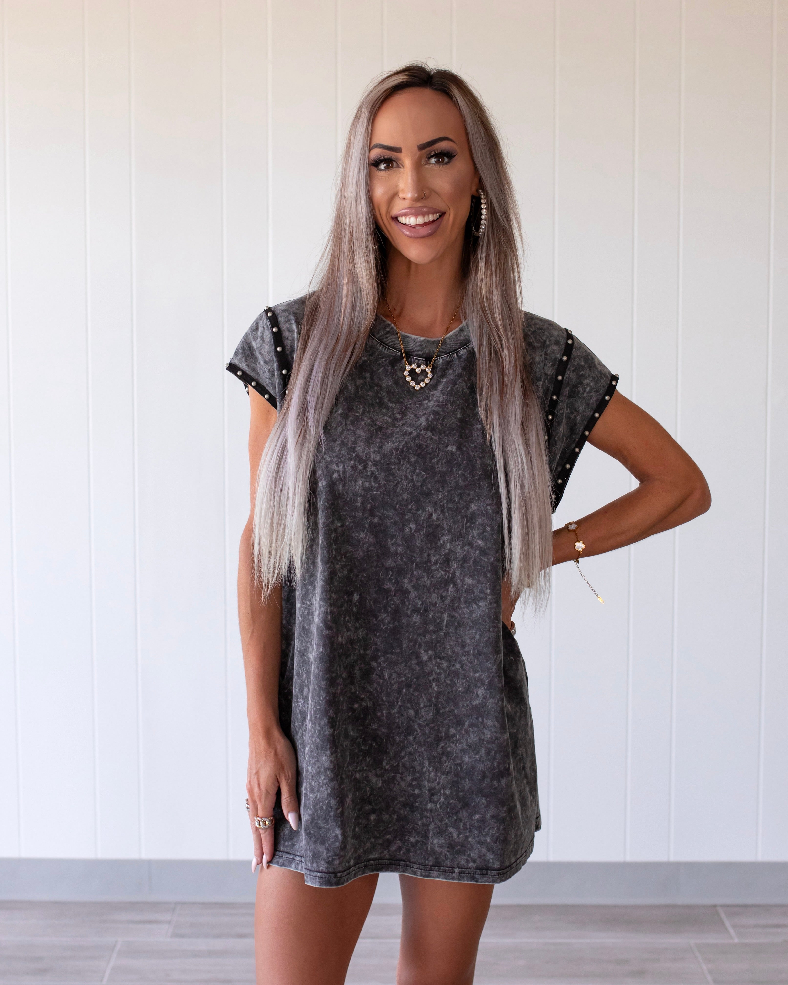 Studs & Sass Oversized Muscle Tank - Washed Black
