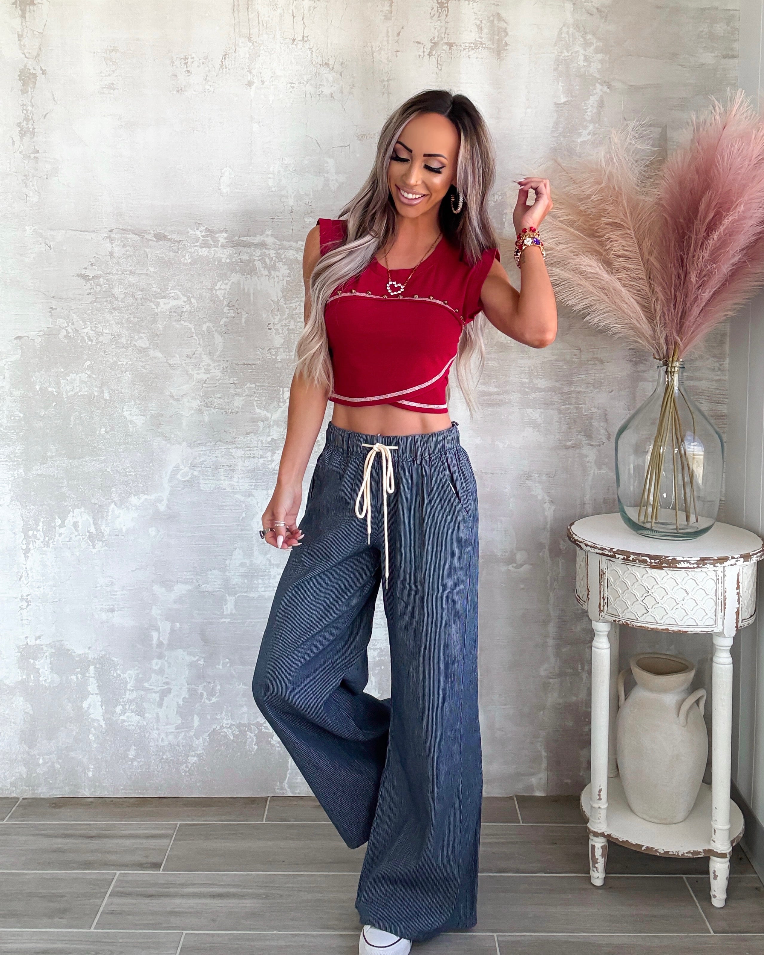 Everyday Icon Wide Leg Denim Pants - Navy