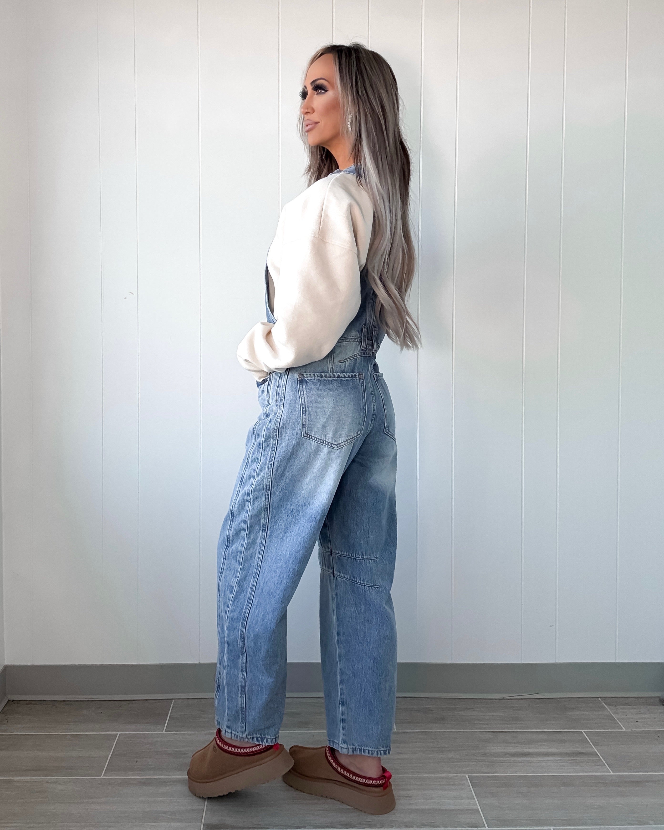 Josie Denim Barrel Overalls - Light Wash