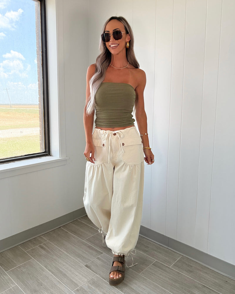 Sloane Tie Detail Pant - Ivory