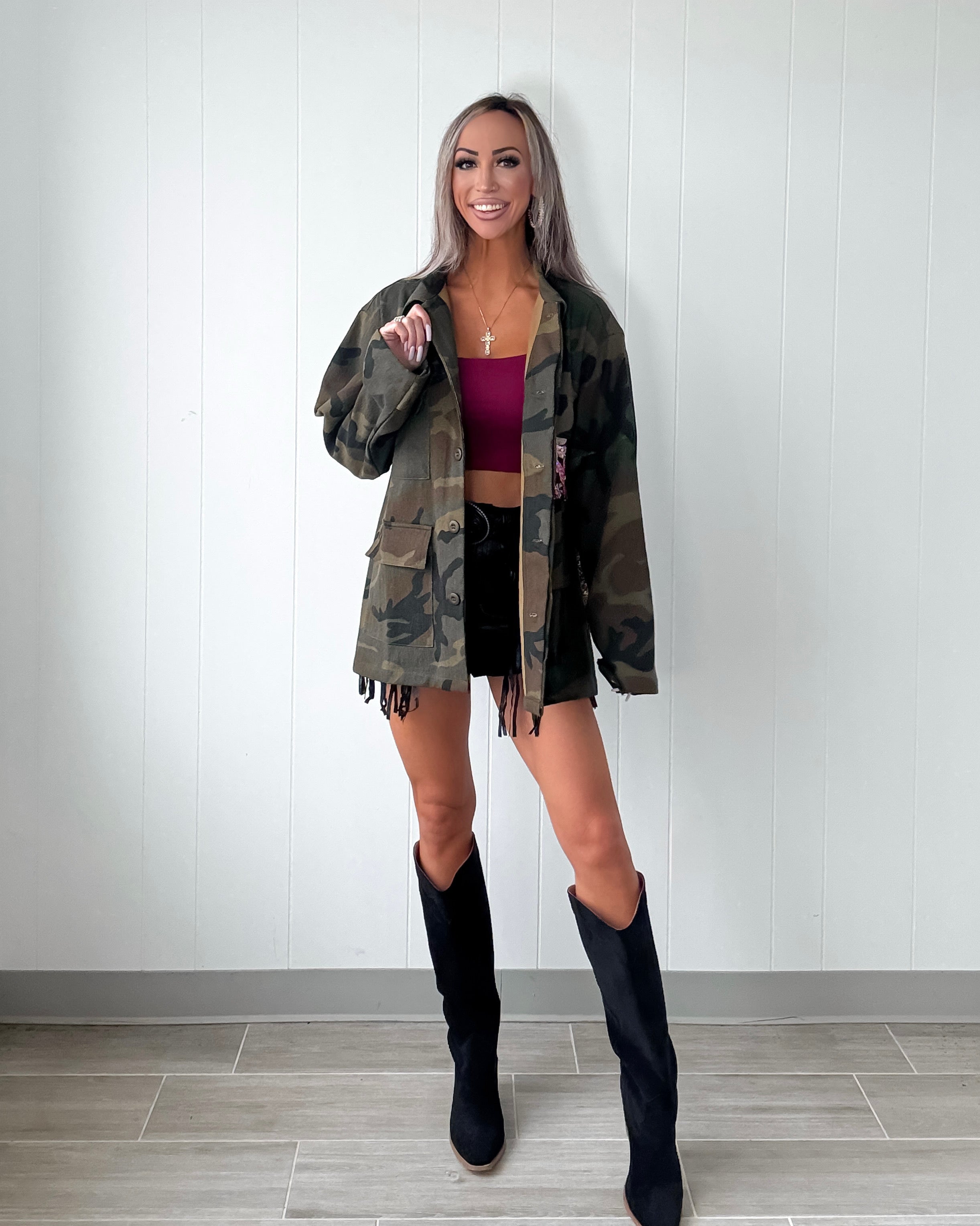 Floral Fire Sequin Camo Jacket
