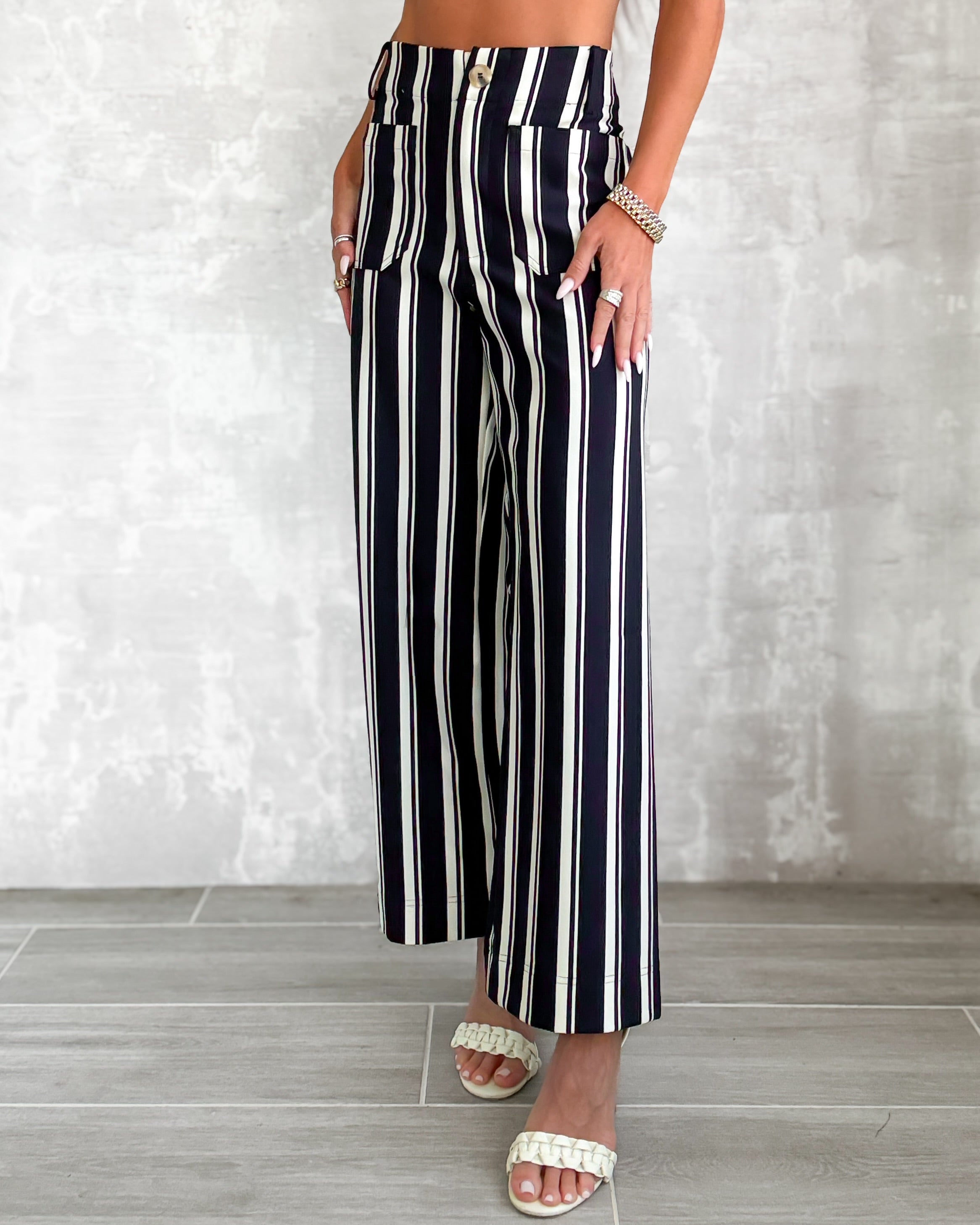 Boss Mode Striped Pants - Navy